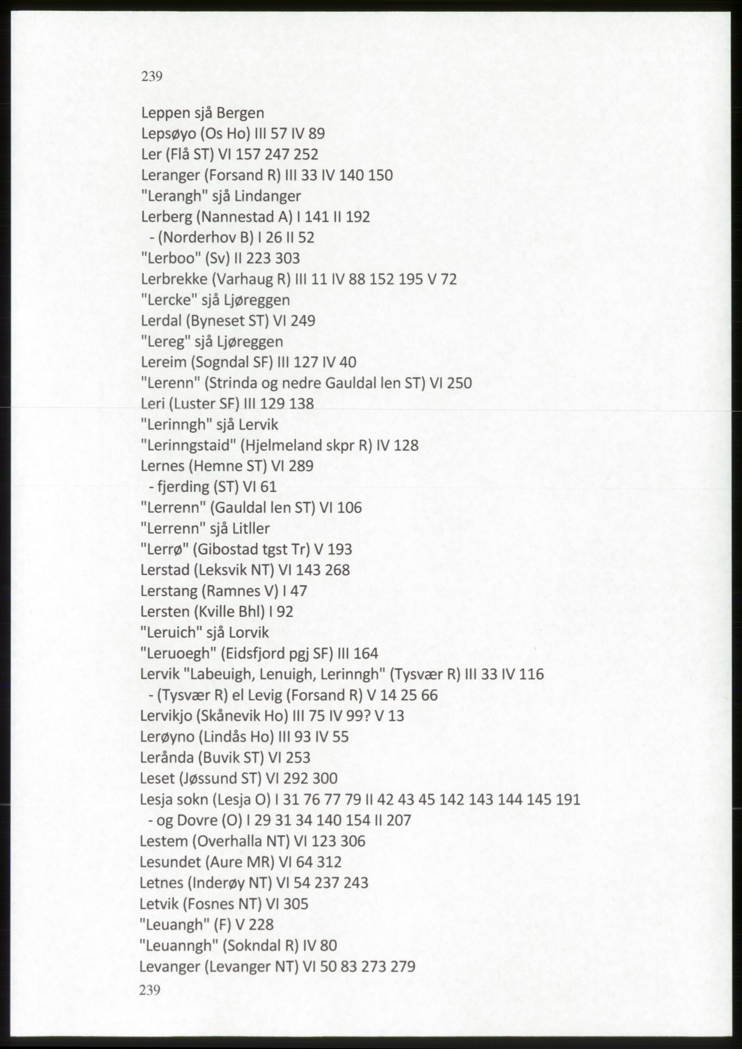 Publikasjoner utgitt av Arkivverket, PUBL/PUBL-001/C/0009: Stedsnavnregister, 1548-1567, p. 239