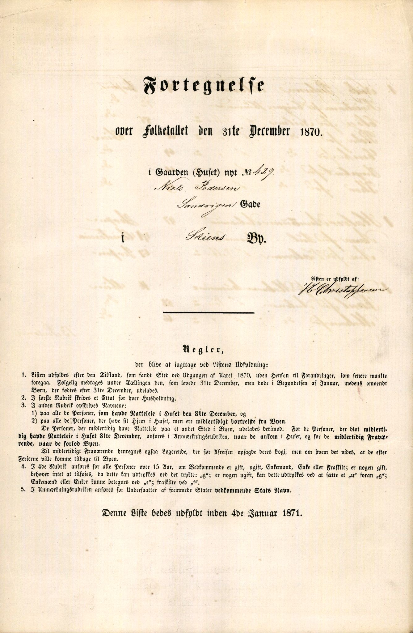 RA, 1870 census for 0806 Skien, 1870, p. 5