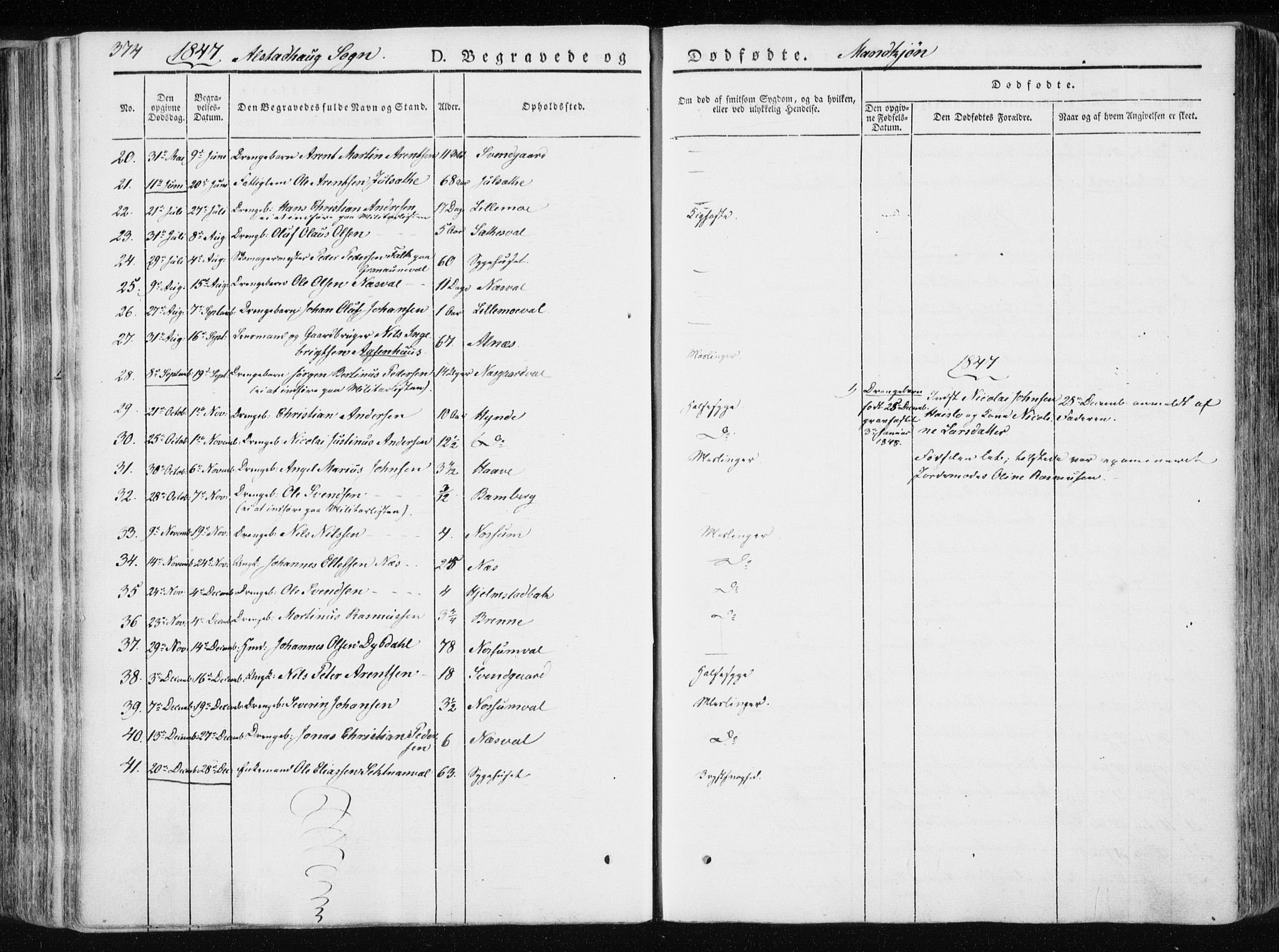 Ministerialprotokoller, klokkerbøker og fødselsregistre - Nord-Trøndelag, SAT/A-1458/717/L0154: Parish register (official) no. 717A06 /1, 1836-1849, p. 374