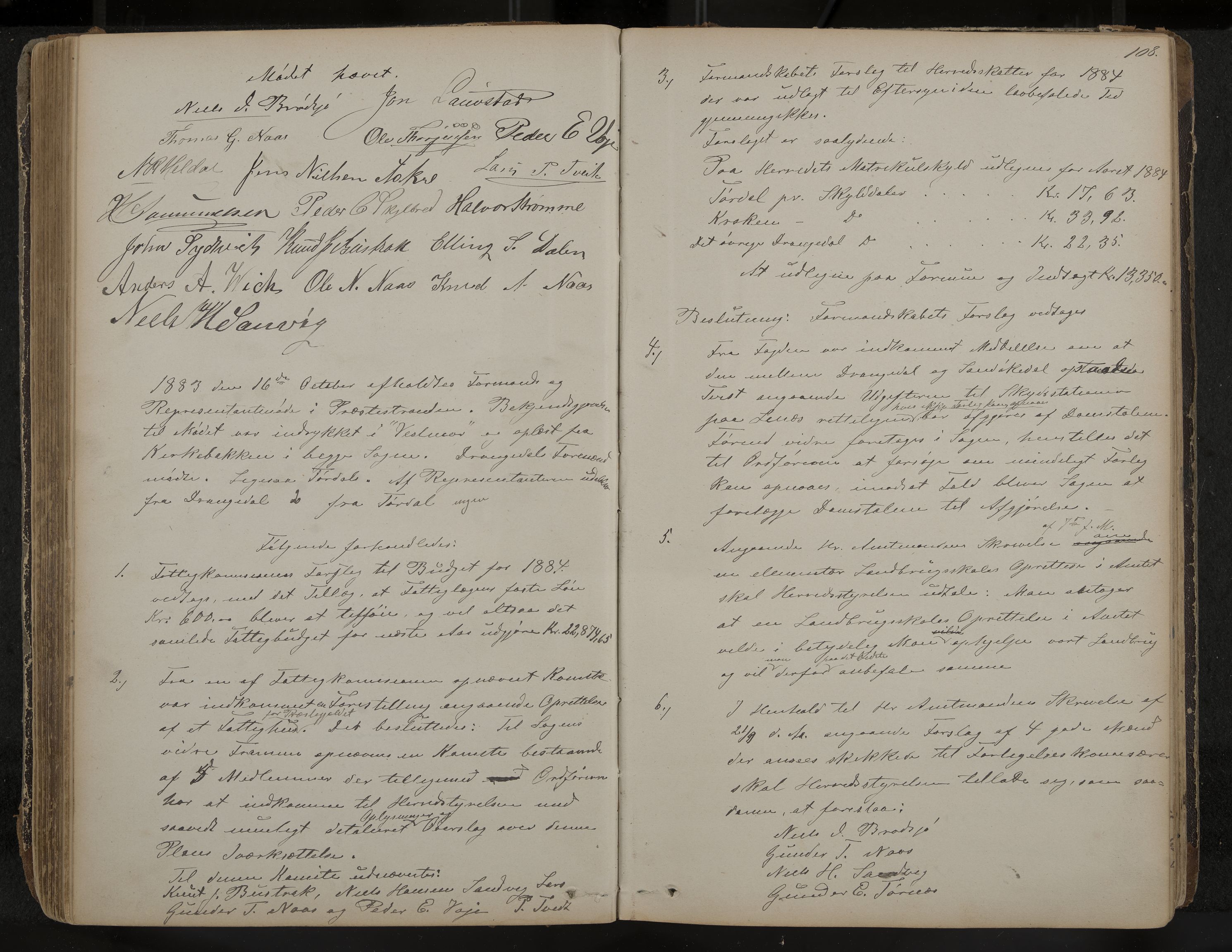 Drangedal formannskap og sentraladministrasjon, IKAK/0817021/A/L0002: Møtebok, 1870-1892, p. 108