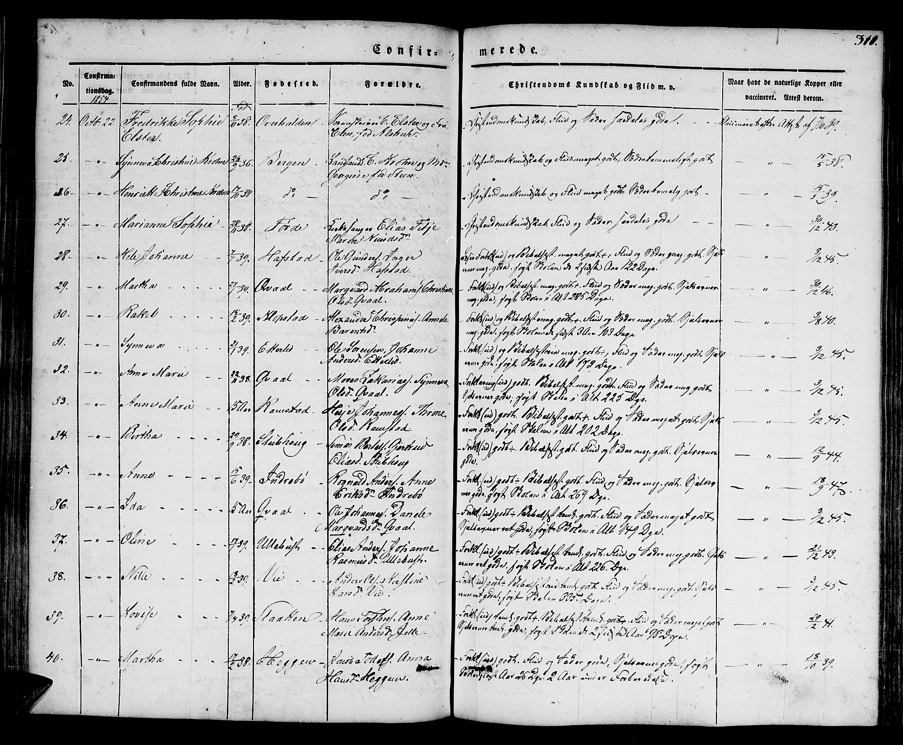 Førde sokneprestembete, AV/SAB-A-79901/H/Haa/Haaa/L0007: Parish register (official) no. A 7, 1843-1860, p. 311