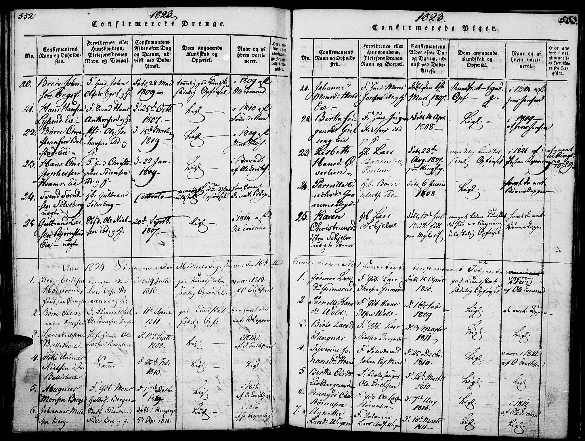 Nes prestekontor, Hedmark, SAH/PREST-020/K/Ka/L0002: Parish register (official) no. 2, 1813-1827, p. 552-553