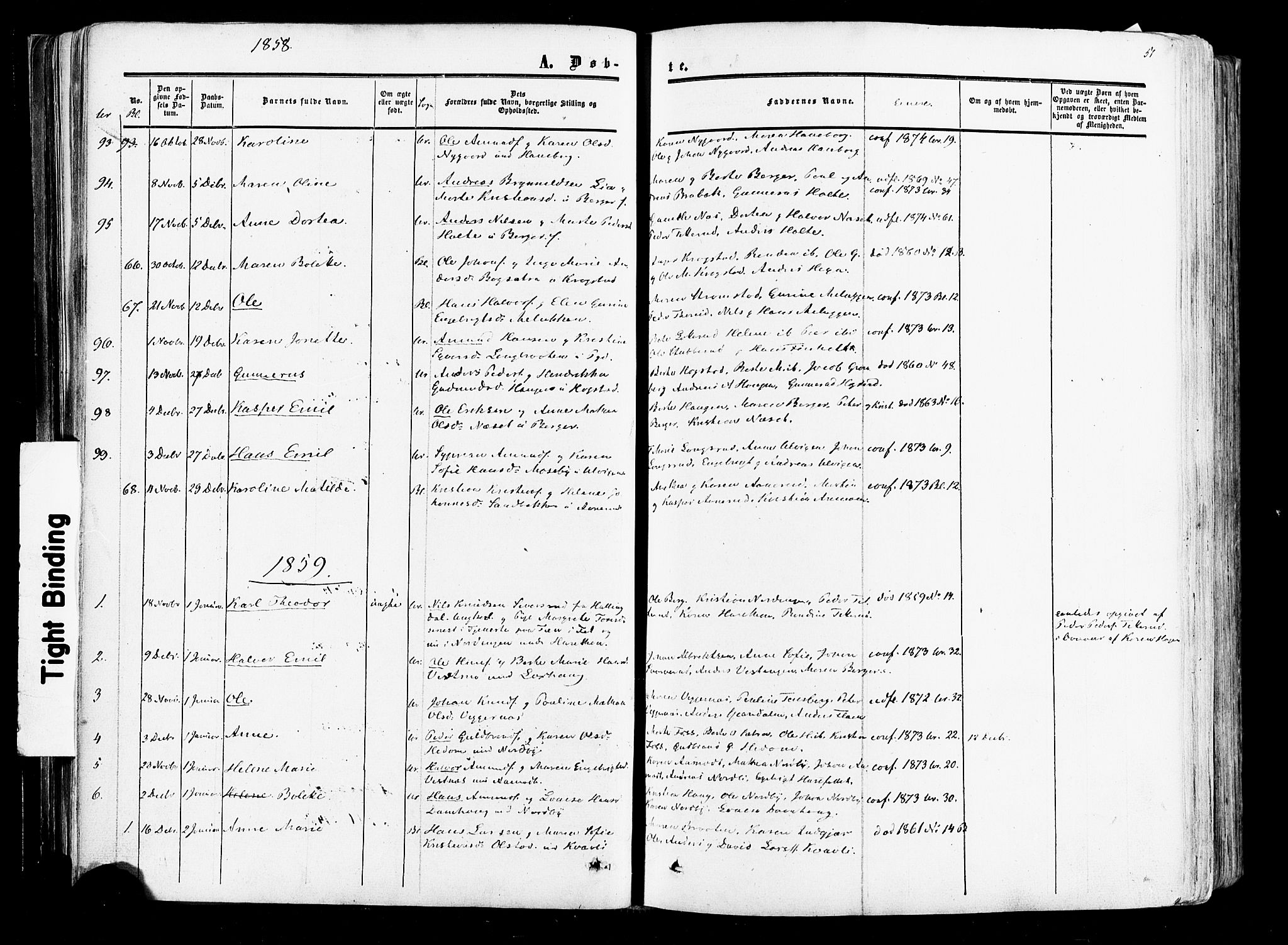 Aurskog prestekontor Kirkebøker, SAO/A-10304a/F/Fa/L0007: Parish register (official) no. I 7, 1854-1877, p. 51