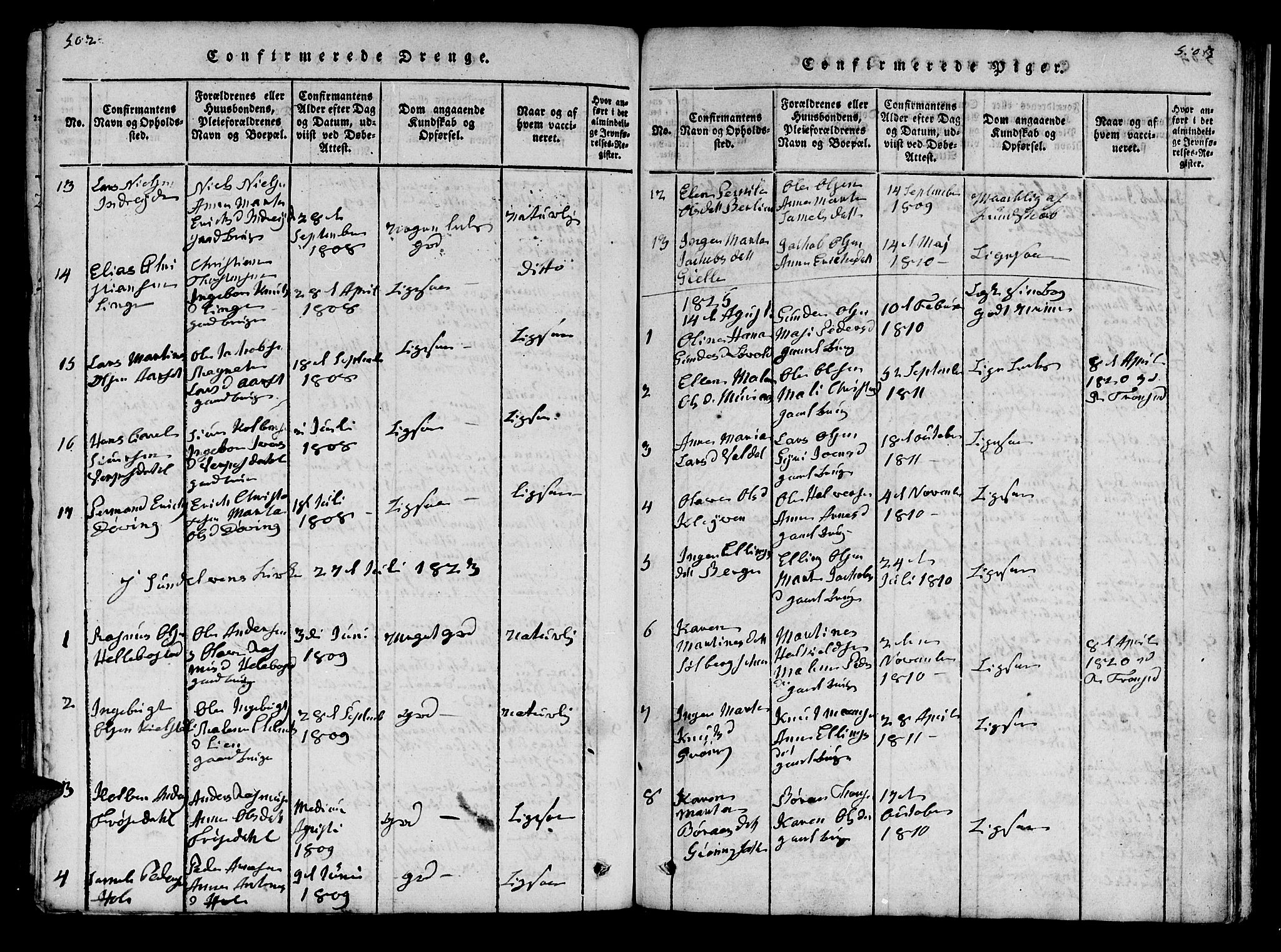 Ministerialprotokoller, klokkerbøker og fødselsregistre - Møre og Romsdal, SAT/A-1454/519/L0246: Parish register (official) no. 519A05, 1817-1834, p. 502-503