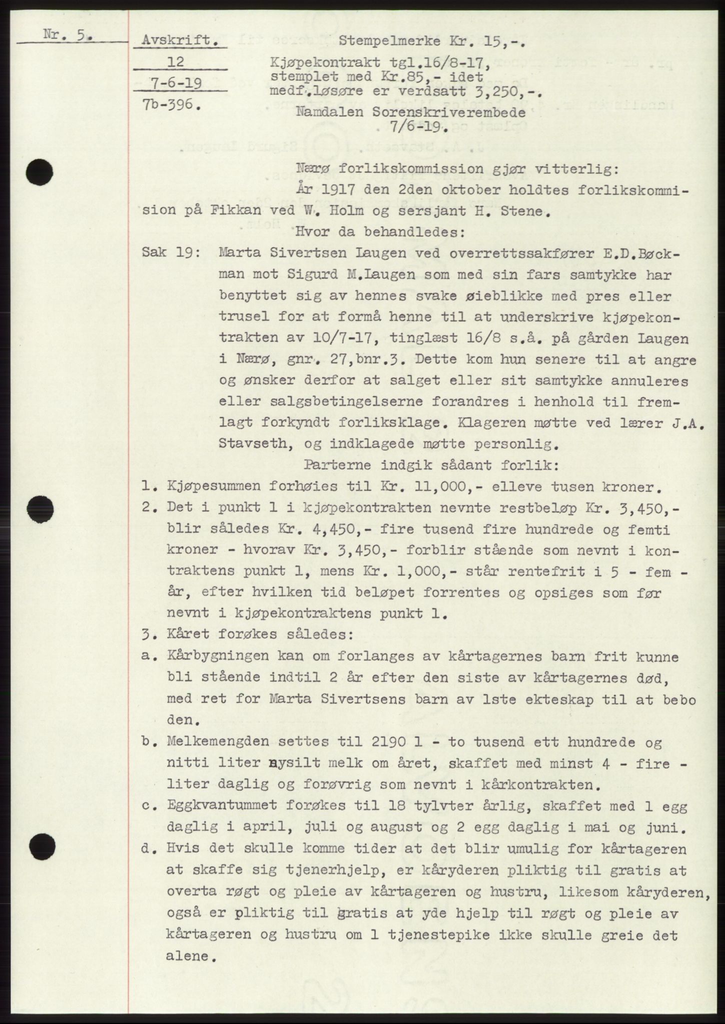 Namdal sorenskriveri, SAT/A-4133/1/2/2C: Mortgage book no. -, 1916-1921, Deed date: 19.06.1919