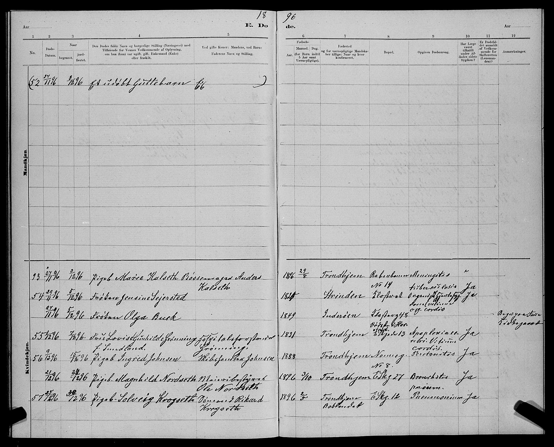 Ministerialprotokoller, klokkerbøker og fødselsregistre - Sør-Trøndelag, AV/SAT-A-1456/601/L0093: Parish register (copy) no. 601C11, 1882-1898