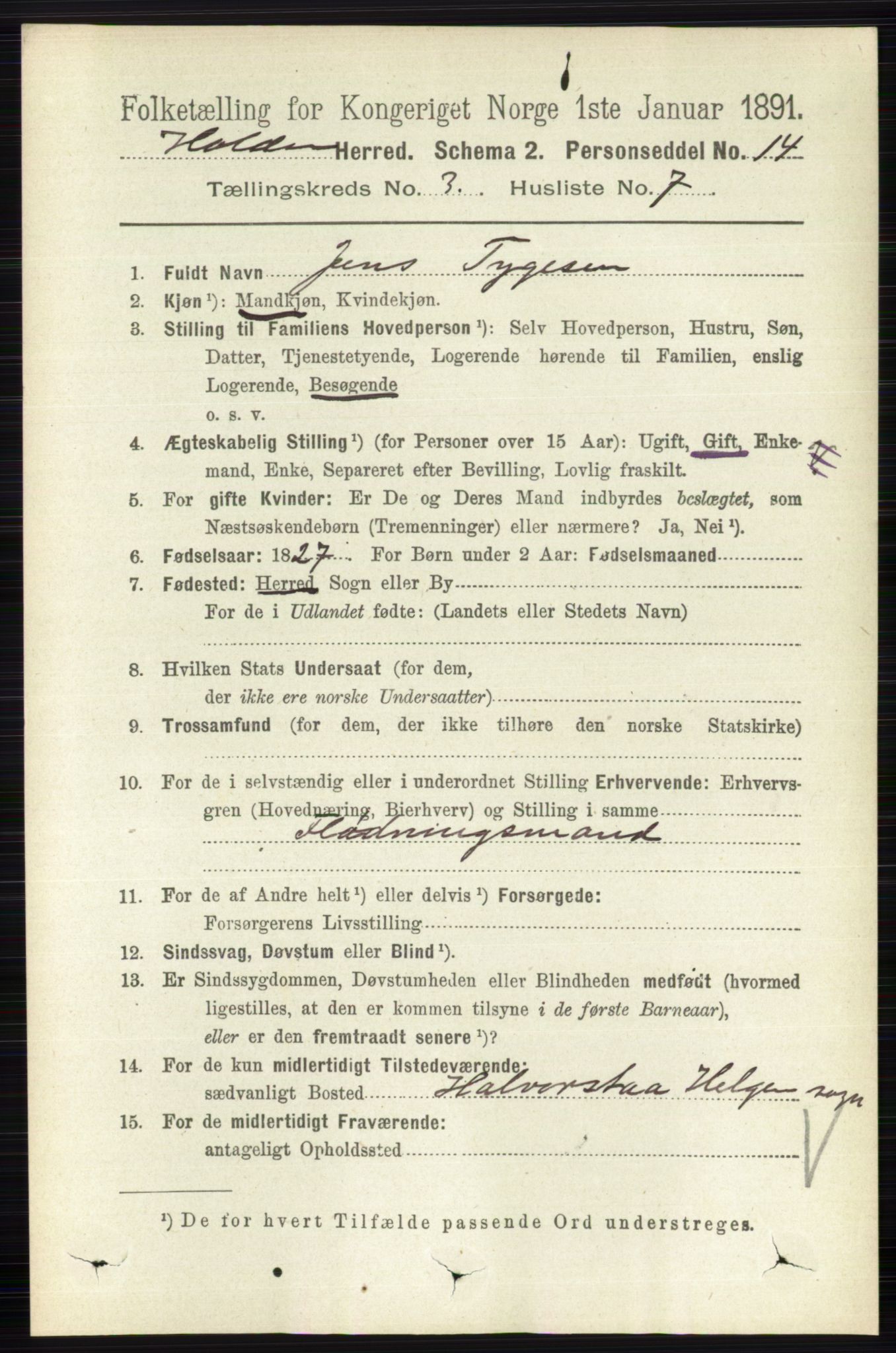 RA, 1891 census for 0819 Holla, 1891, p. 1419