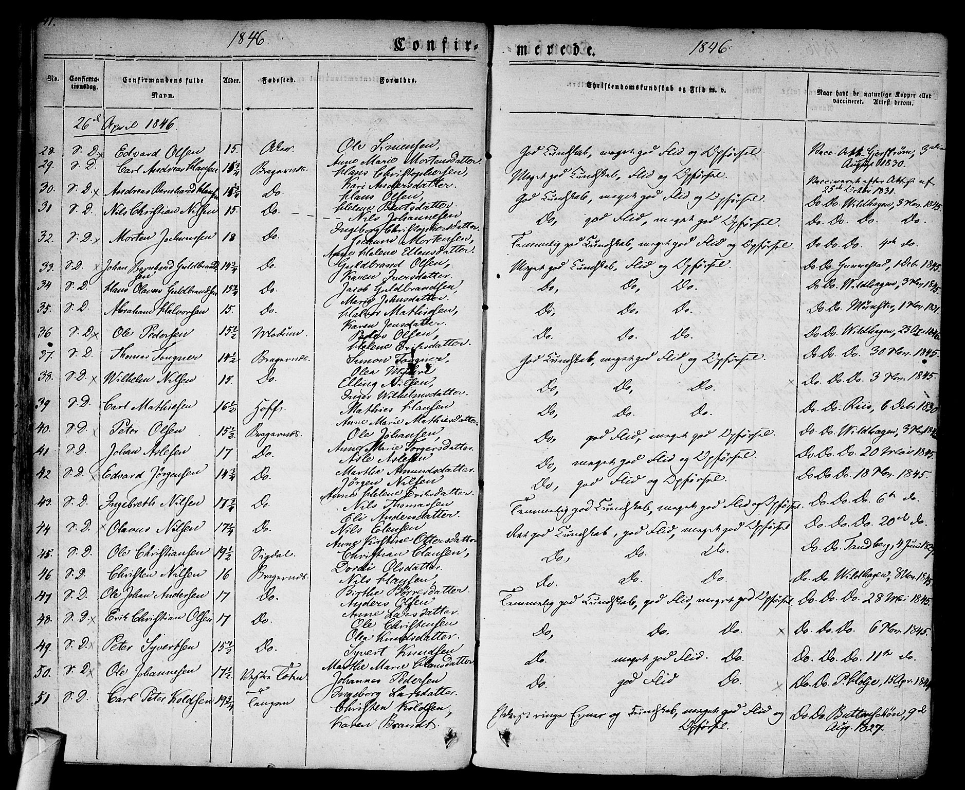 Bragernes kirkebøker, SAKO/A-6/F/Fc/L0001: Parish register (official) no. III 1, 1830-1853, p. 41