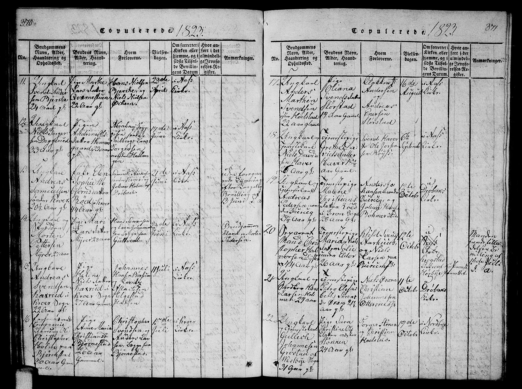 Ås prestekontor Kirkebøker, SAO/A-10894/G/Ga/L0002: Parish register (copy) no. I 2, 1820-1836, p. 370-371