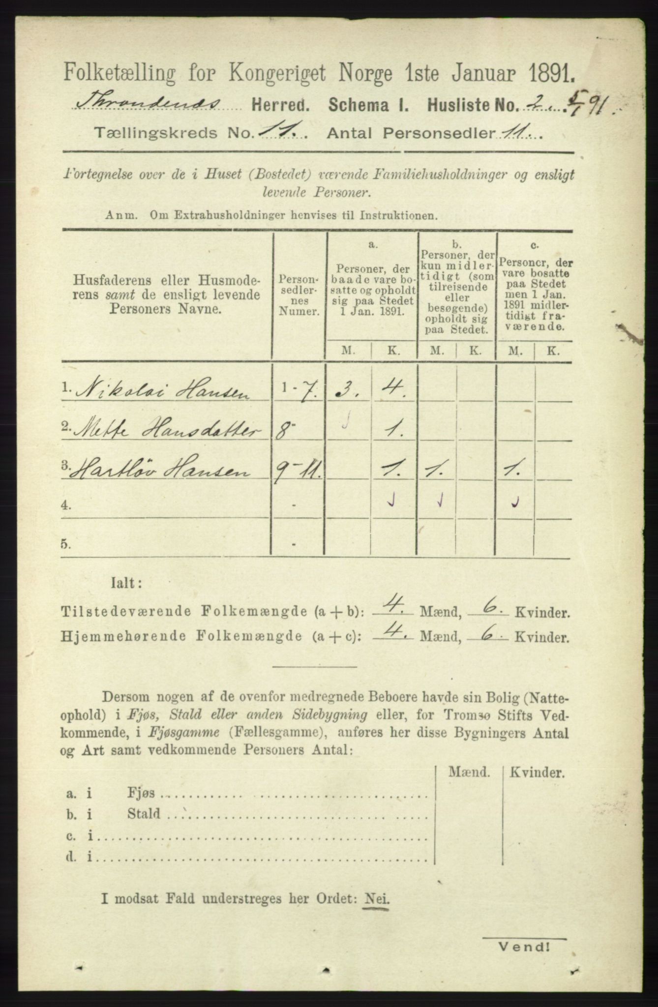 RA, 1891 census for 1914 Trondenes, 1891, p. 7924