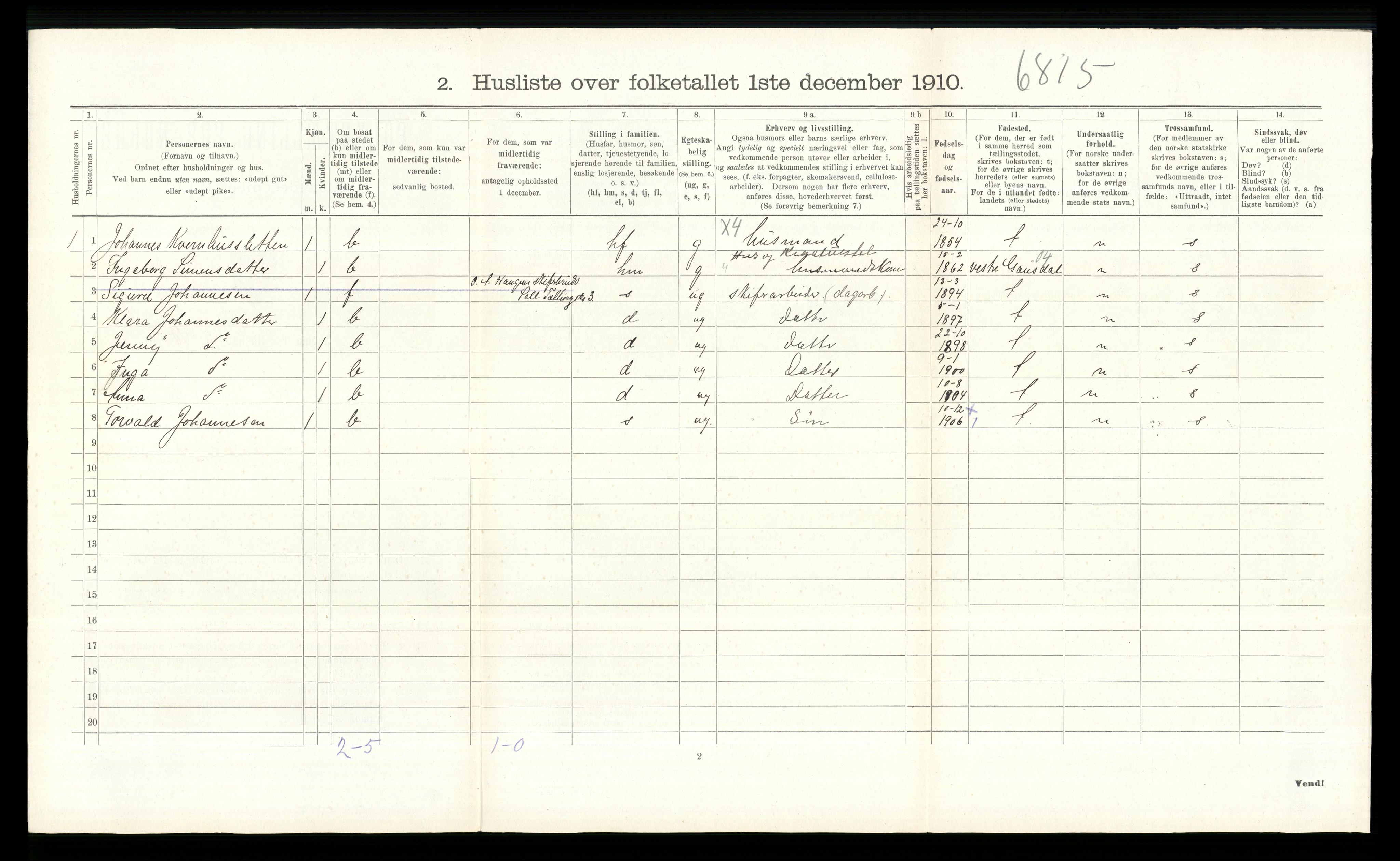 RA, 1910 census for Sel, 1910, p. 107