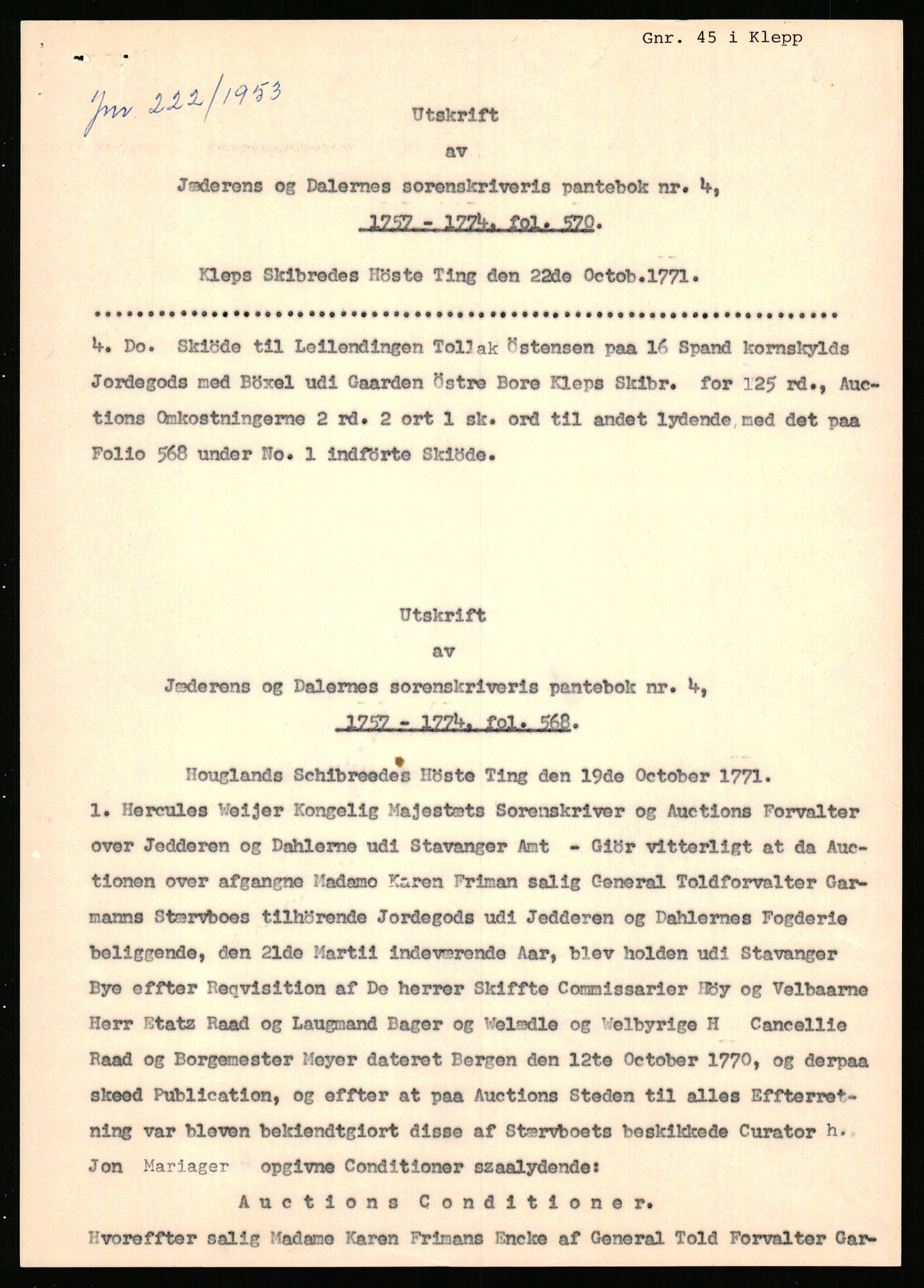 Statsarkivet i Stavanger, SAST/A-101971/03/Y/Yj/L0010: Avskrifter sortert etter gårdsnavn: Bjørnemoen - Bratland i Suldal, 1750-1930, p. 299