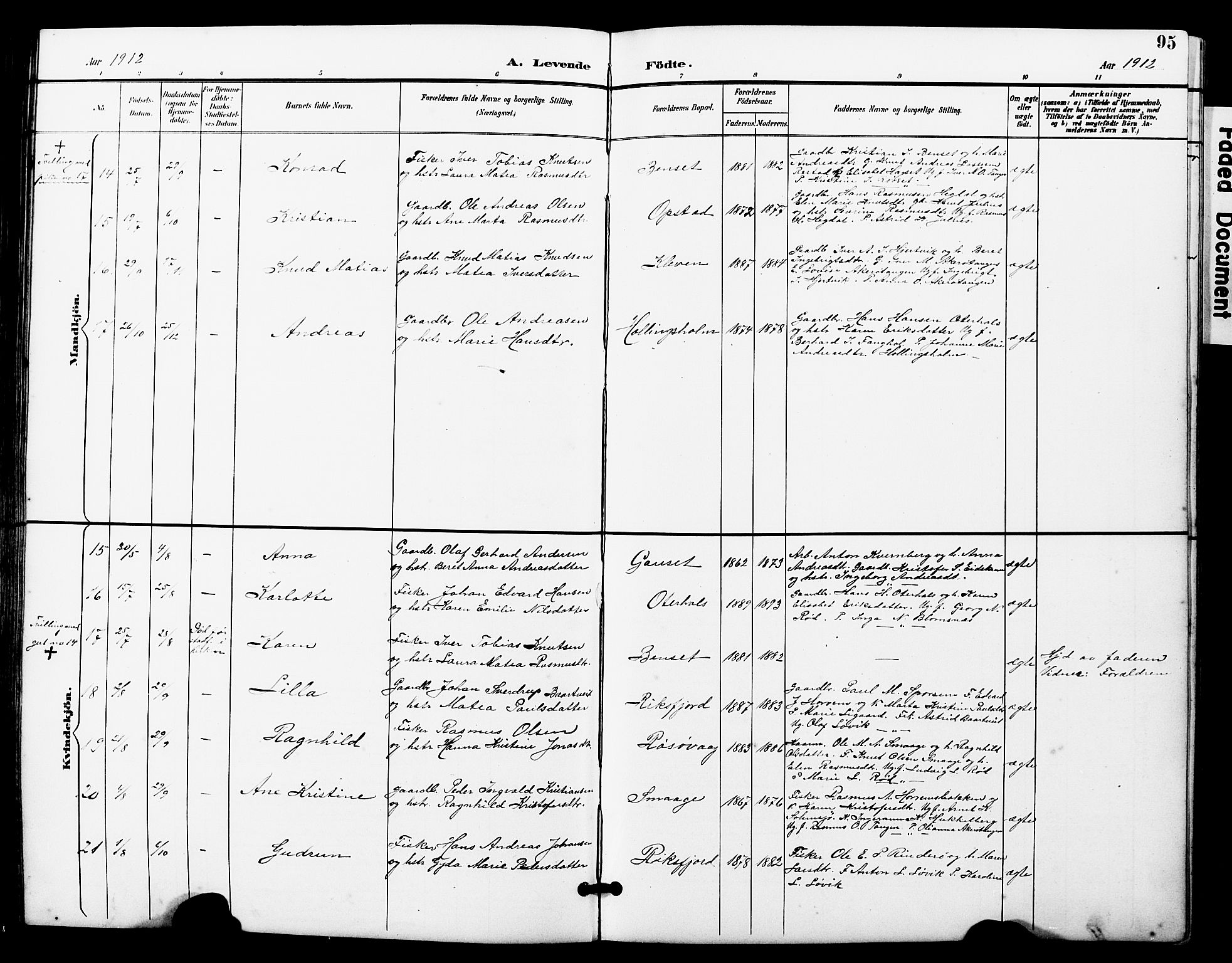 Ministerialprotokoller, klokkerbøker og fødselsregistre - Møre og Romsdal, AV/SAT-A-1454/560/L0725: Parish register (copy) no. 560C02, 1895-1930, p. 95