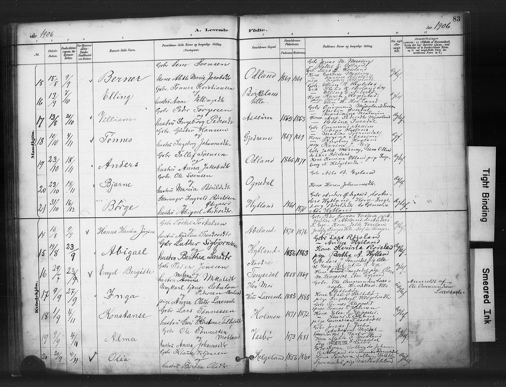 Helleland sokneprestkontor, AV/SAST-A-101810: Parish register (copy) no. B 5, 1887-1908, p. 83