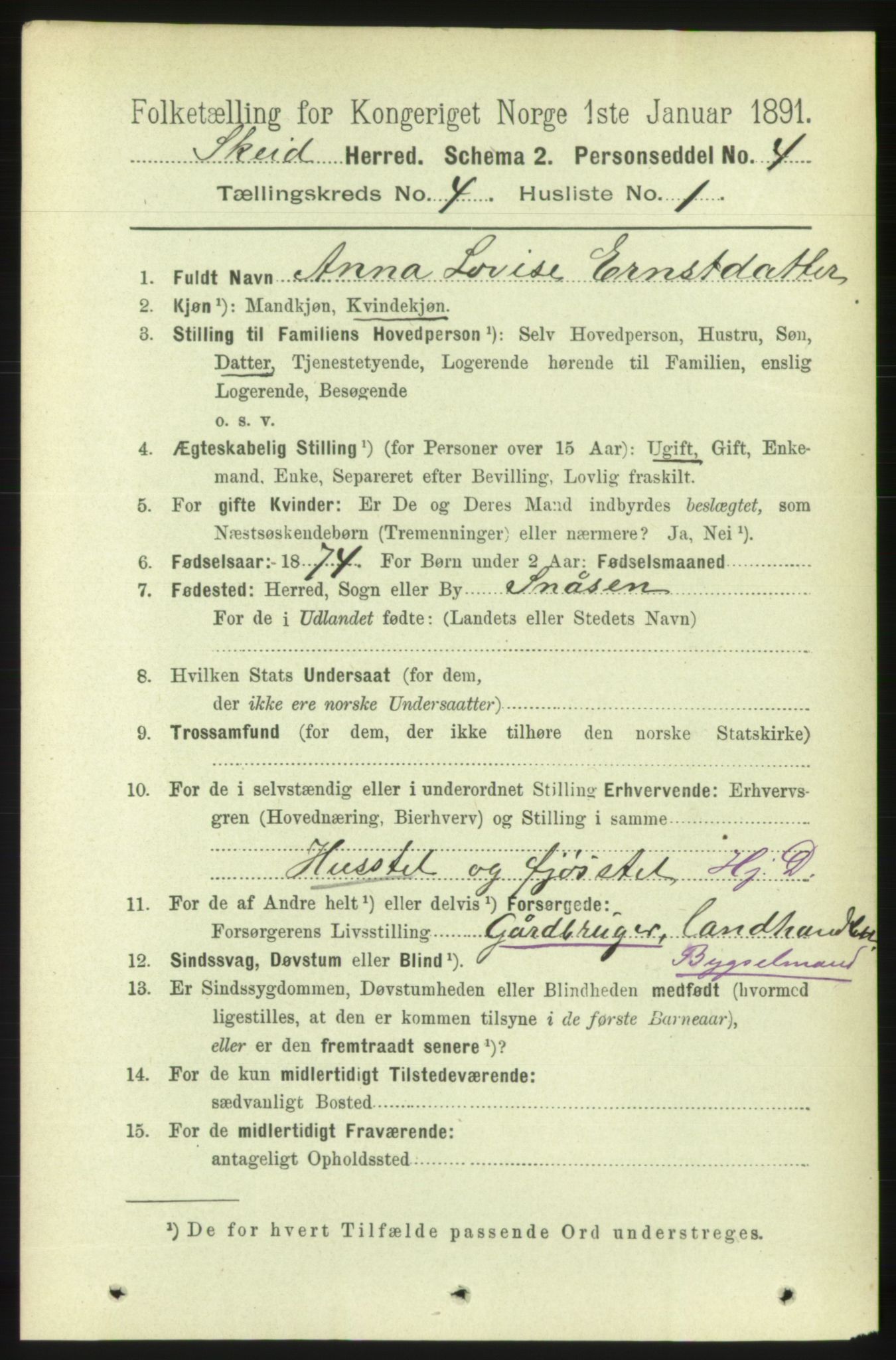 RA, 1891 census for 1732 Skei, 1891, p. 1360