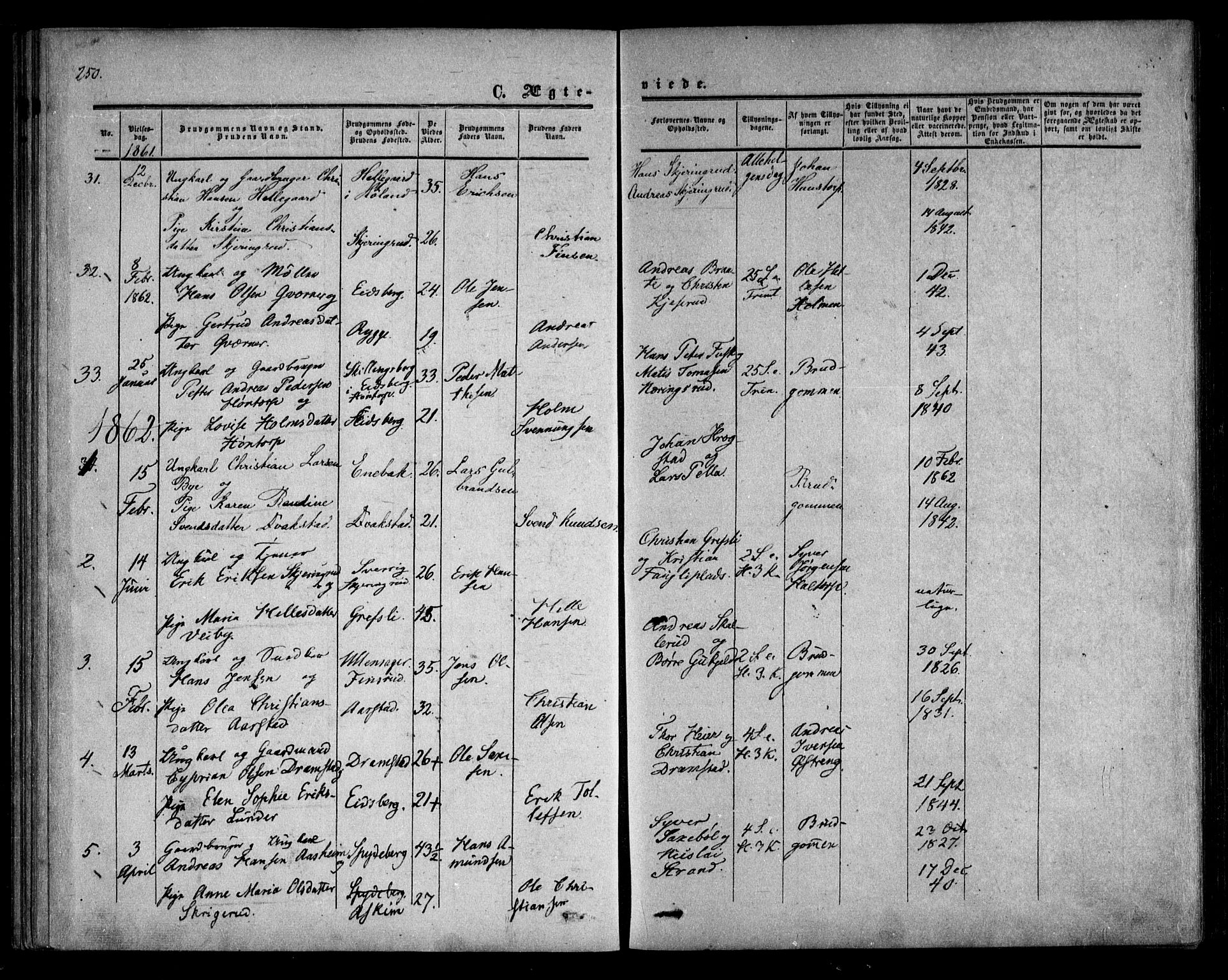 Trøgstad prestekontor Kirkebøker, AV/SAO-A-10925/F/Fa/L0008.b: Parish register (official) no. I 8B, 1855-1864, p. 250