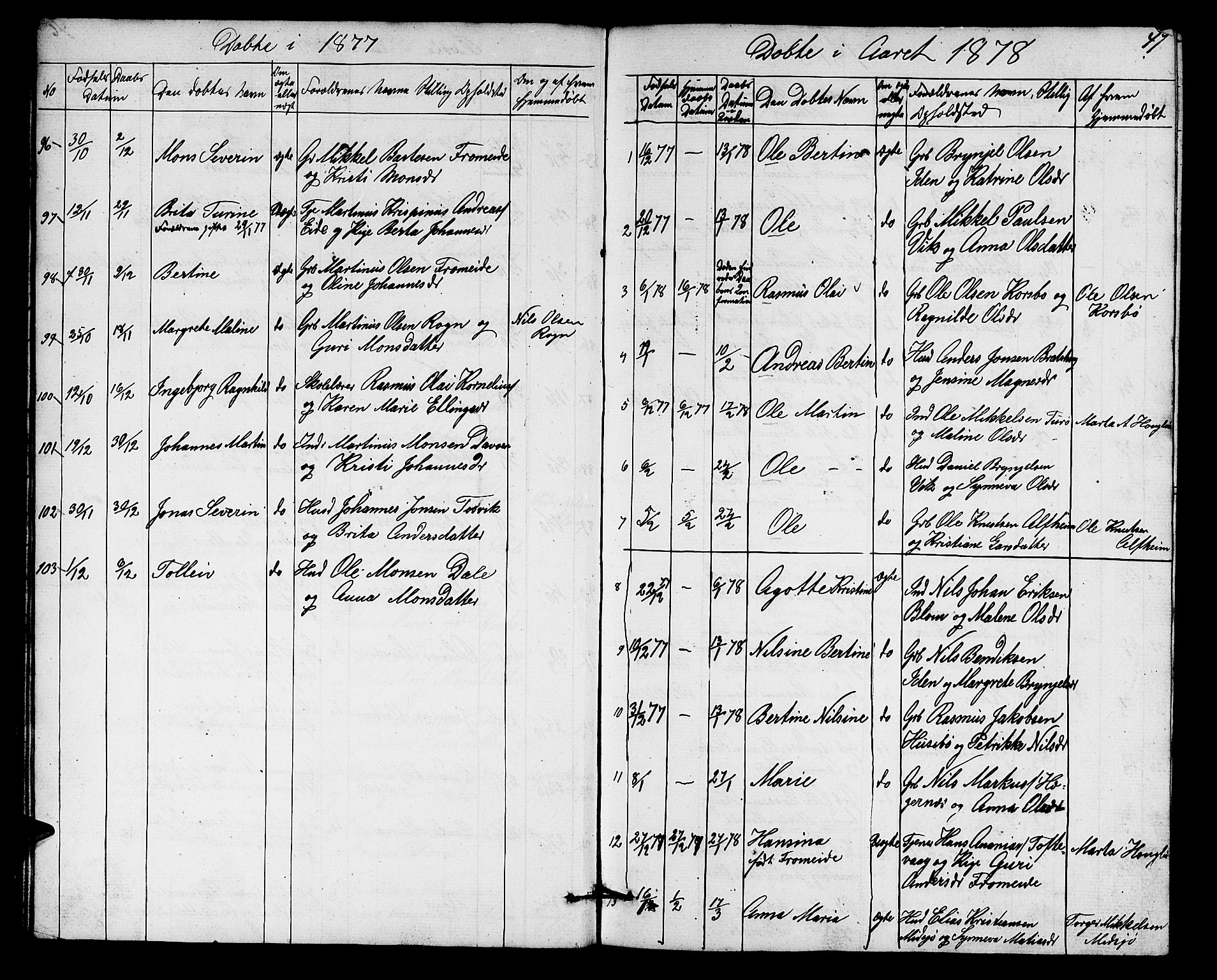 Herdla Sokneprestembete, SAB/A-75701/H/Hab: Parish register (copy) no. A 1, 1859-1880, p. 47