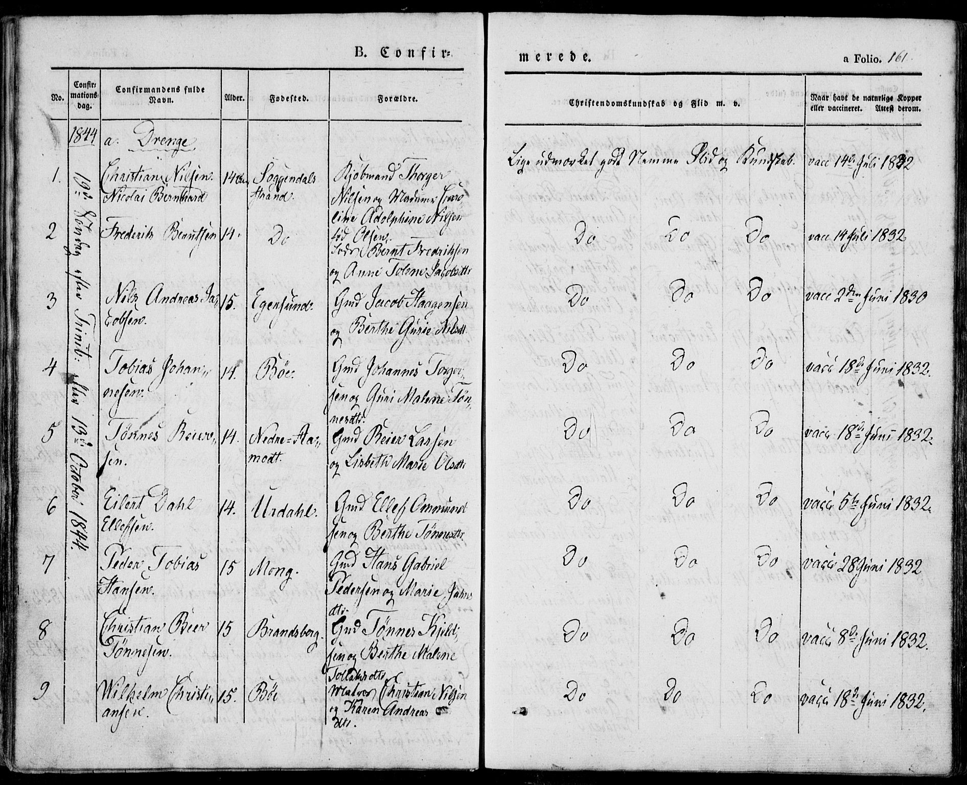 Sokndal sokneprestkontor, SAST/A-101808: Parish register (official) no. A 8.1, 1842-1857, p. 161