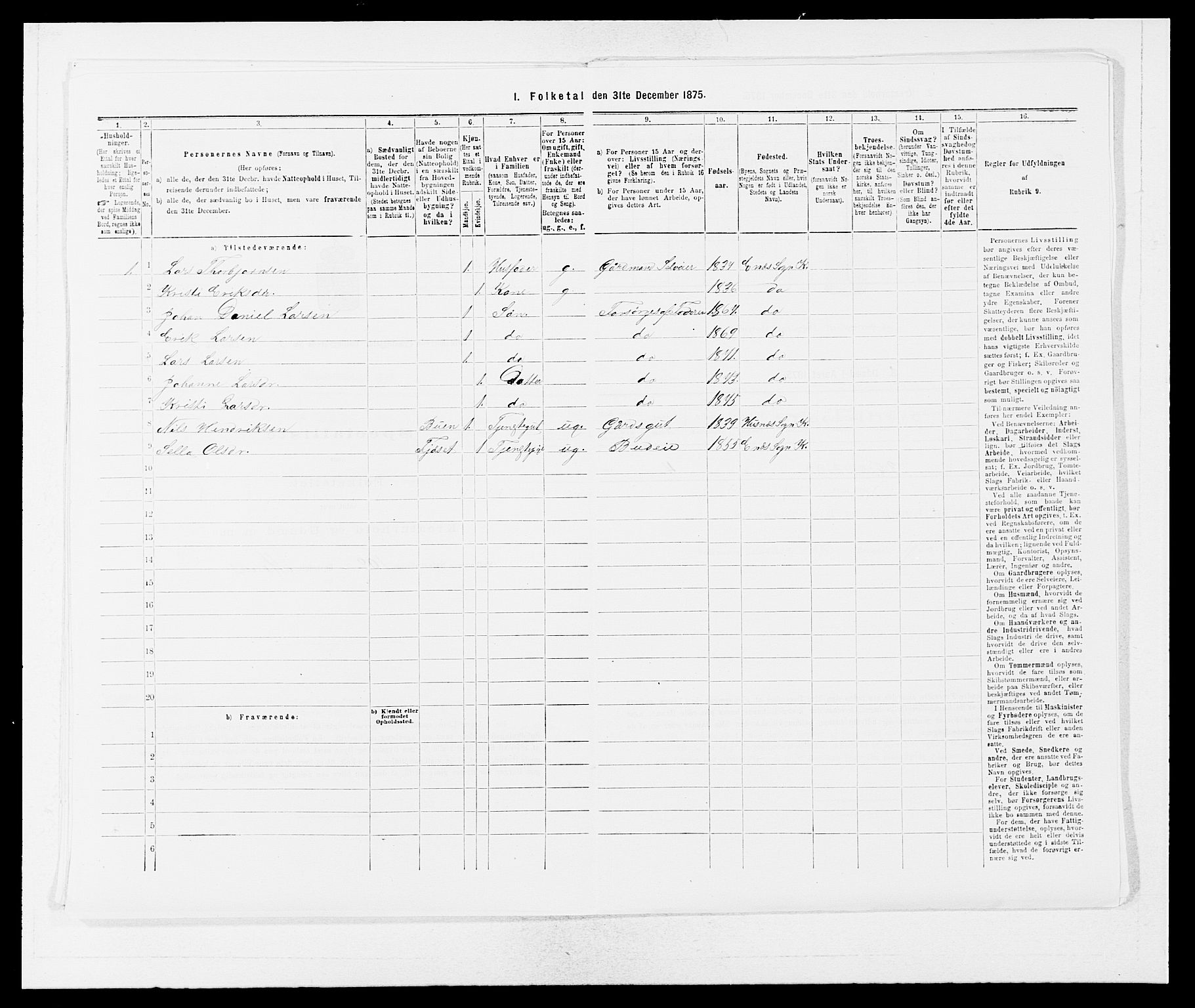 SAB, 1875 census for 1224P Kvinnherad, 1875, p. 414