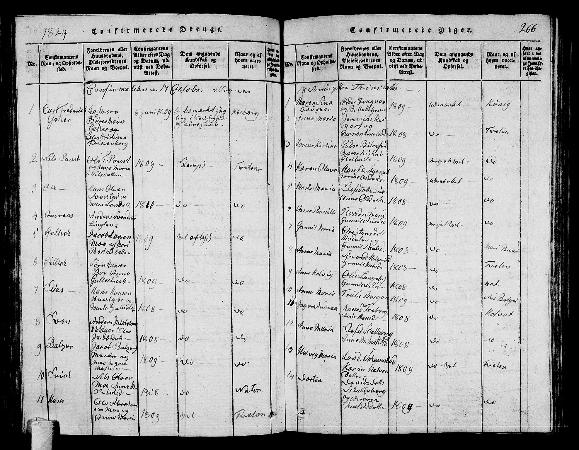 Sandar kirkebøker, SAKO/A-243/G/Ga/L0001: Parish register (copy) no. 1, 1814-1835, p. 266