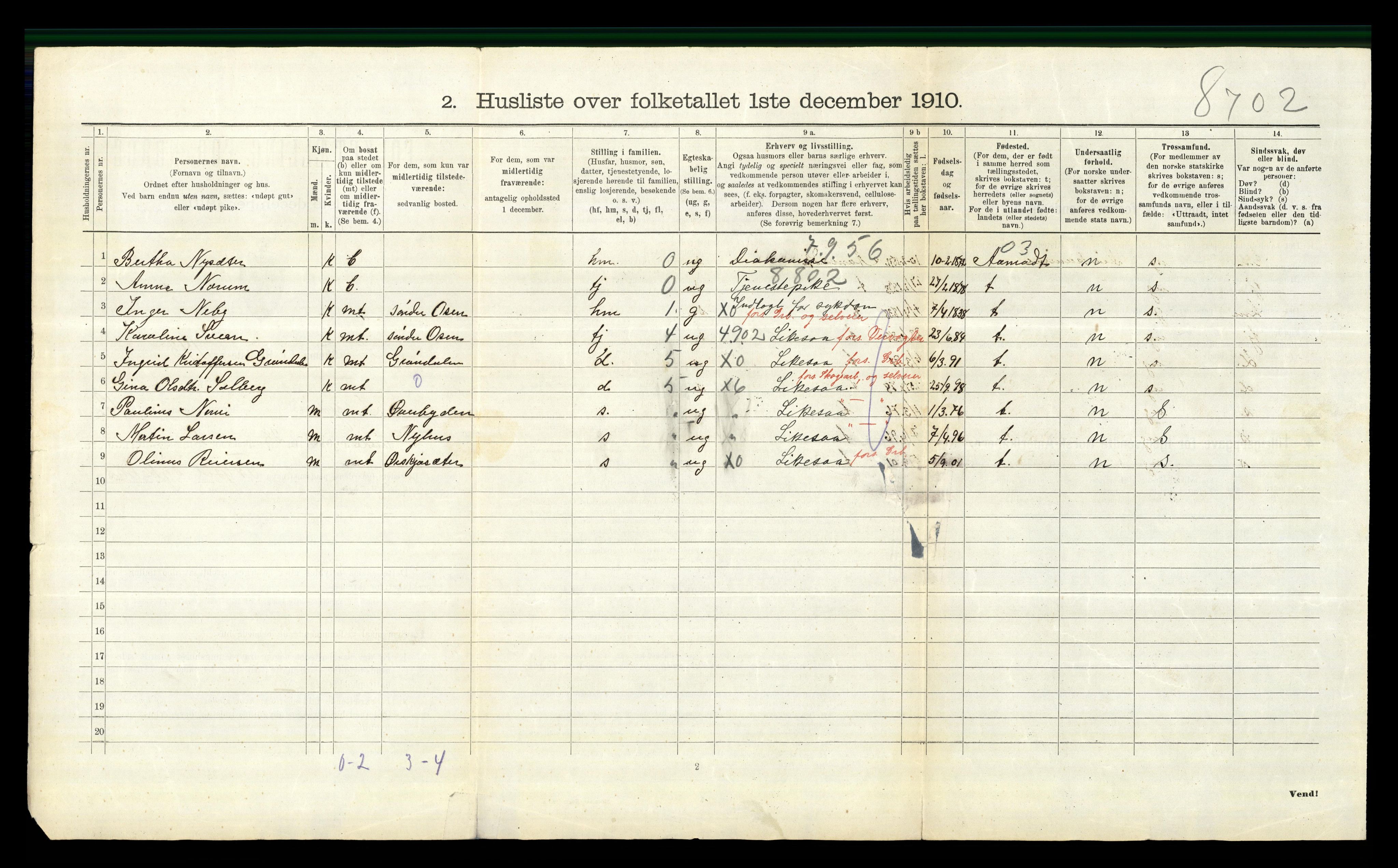 RA, 1910 census for Trysil, 1910, p. 1654