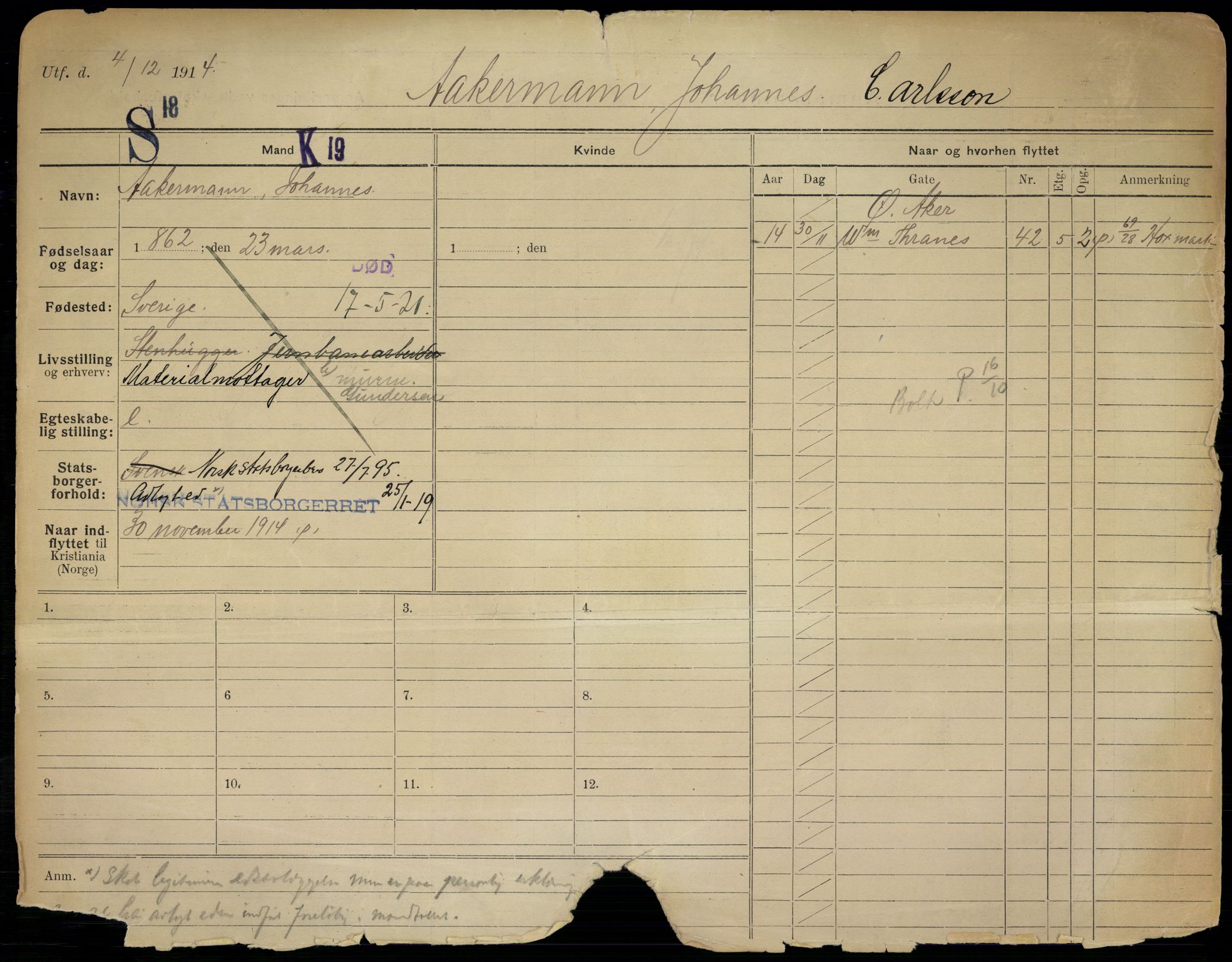 Oslo folkeregister, Registerkort, AV/SAO-A-11715/G/Gb/L0033: Menn, 1921