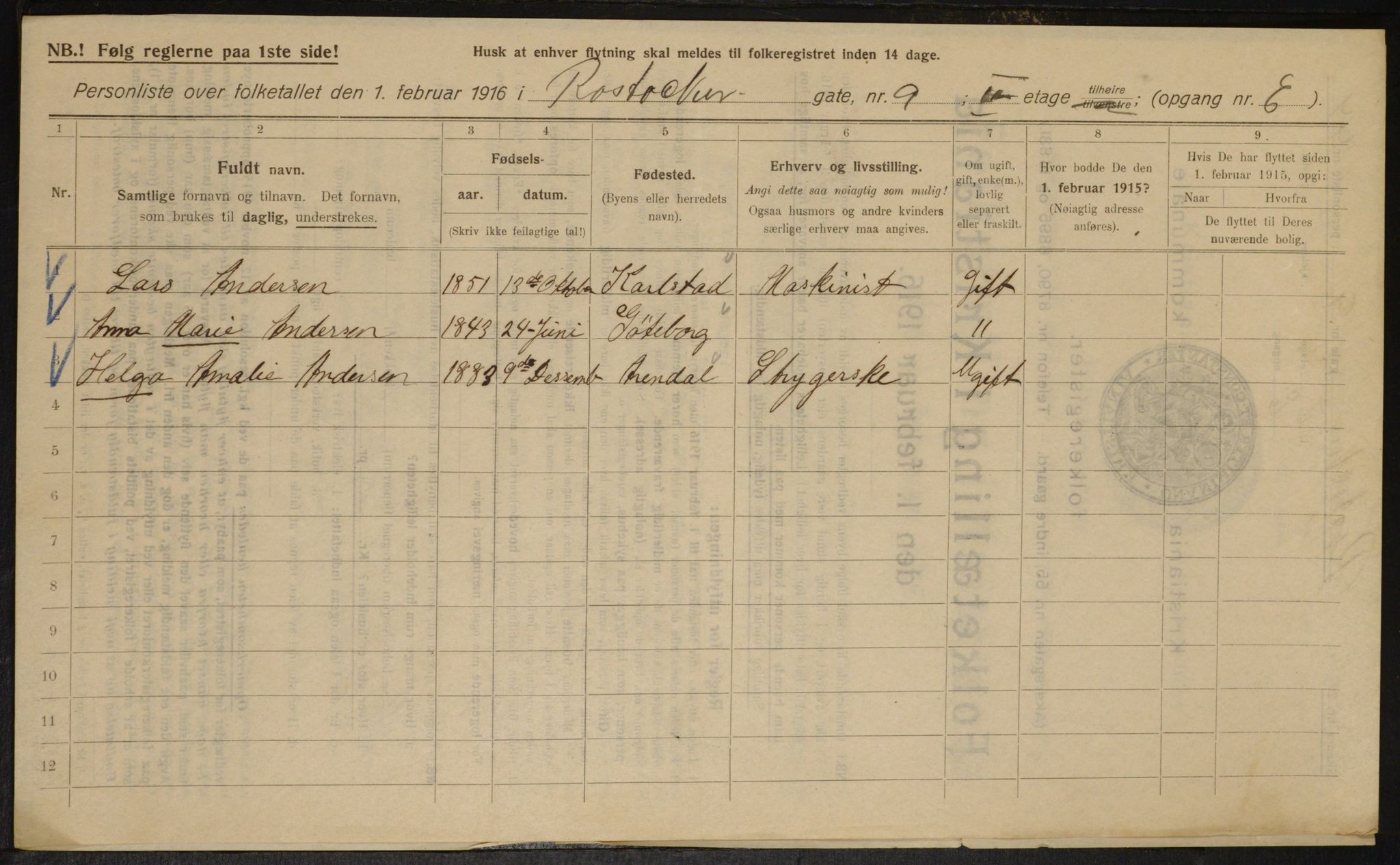 OBA, Municipal Census 1916 for Kristiania, 1916, p. 86891