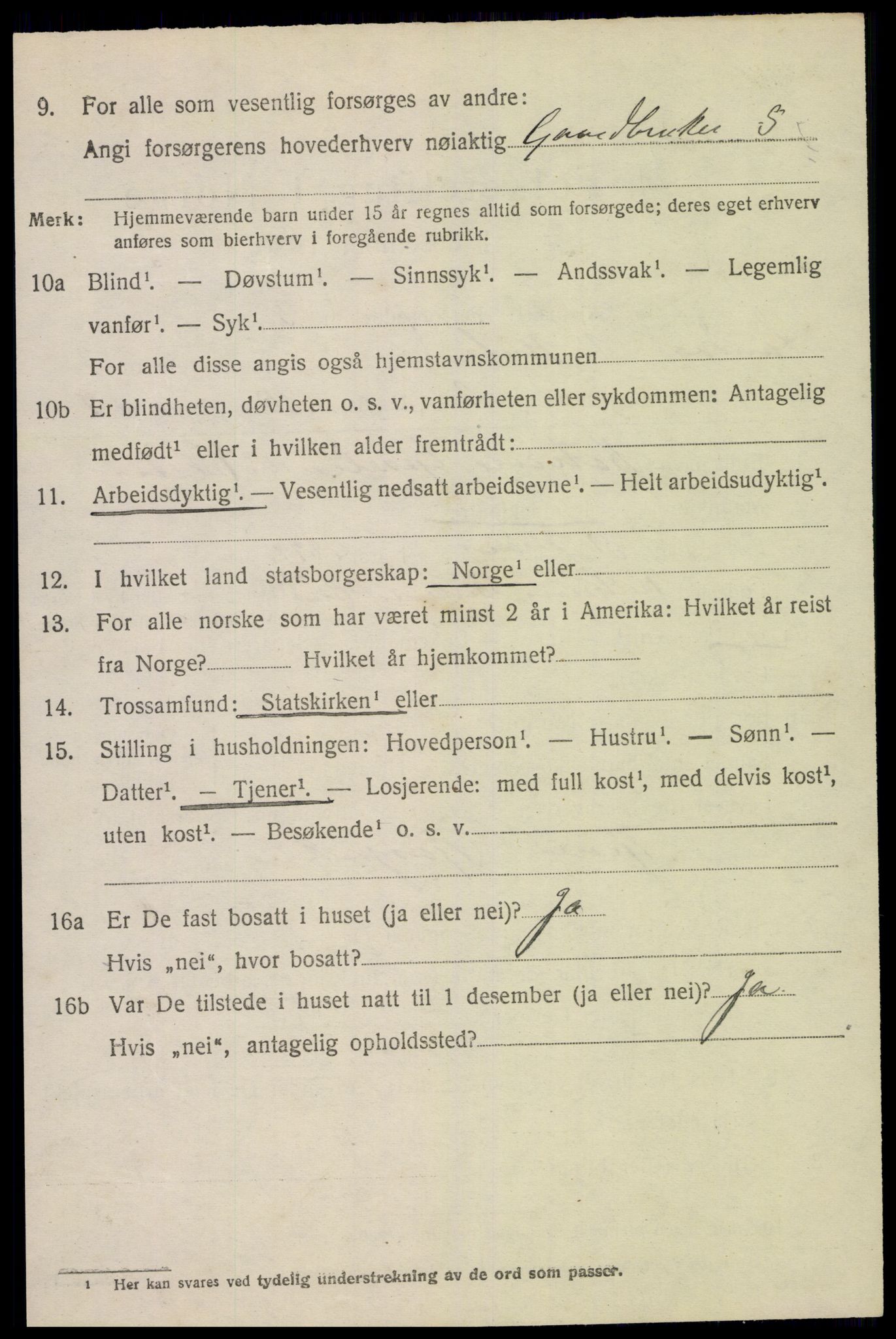 SAK, 1920 census for Vestre Moland, 1920, p. 1058