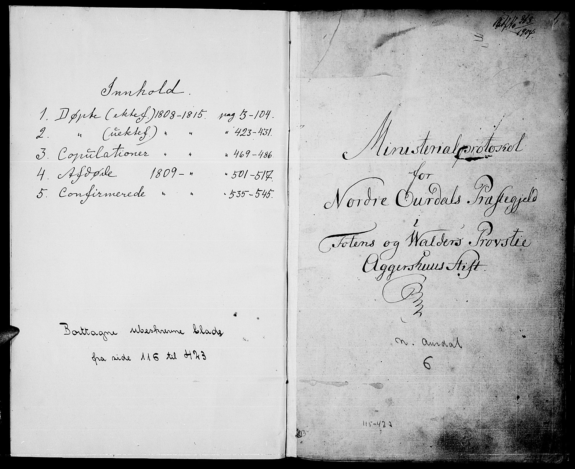 Nord-Aurdal prestekontor, SAH/PREST-132/H/Ha/Haa/L0001: Parish register (official) no. 1, 1808-1815, p. 0-1