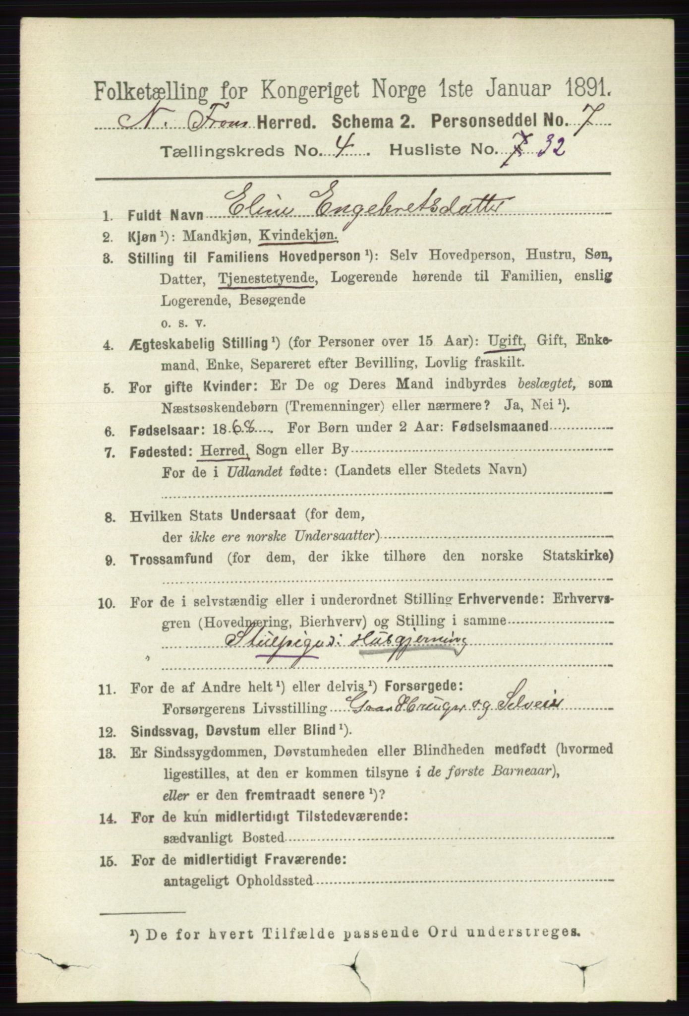 RA, 1891 census for 0518 Nord-Fron, 1891, p. 1649