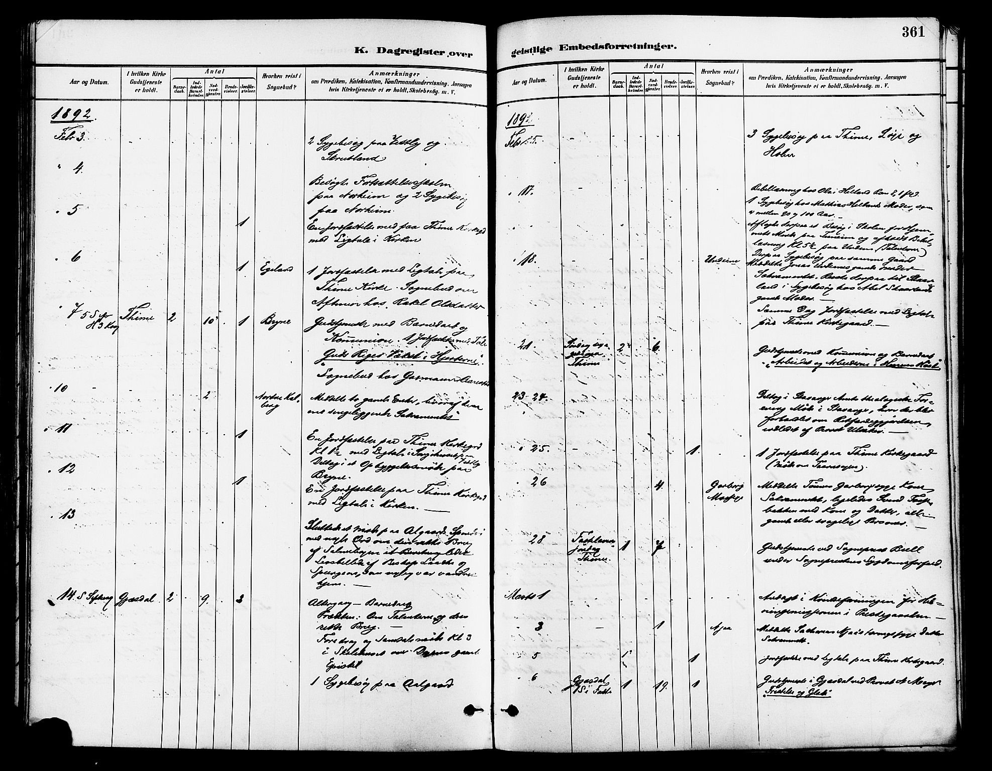 Lye sokneprestkontor, AV/SAST-A-101794/001/30BA/L0009: Parish register (official) no. A 8, 1881-1892, p. 361