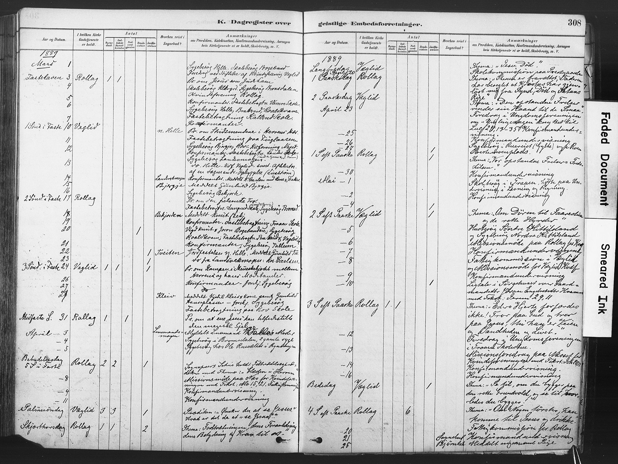 Rollag kirkebøker, AV/SAKO-A-240/F/Fa/L0011: Parish register (official) no. I 11, 1878-1902, p. 308