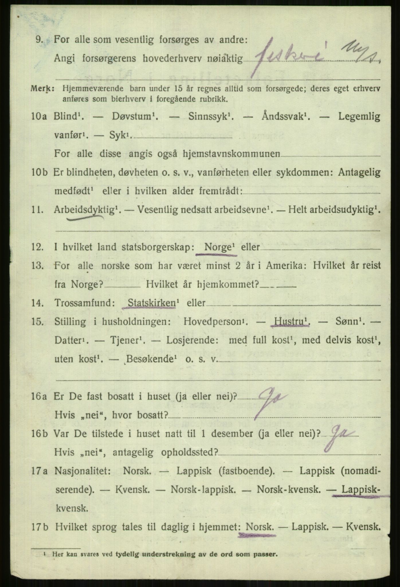 SATØ, 1920 census for Lyngen, 1920, p. 10058