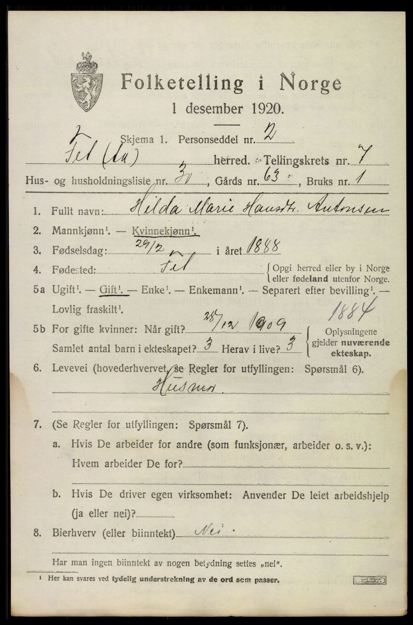 SAO, 1920 census for Fet, 1920, p. 8324