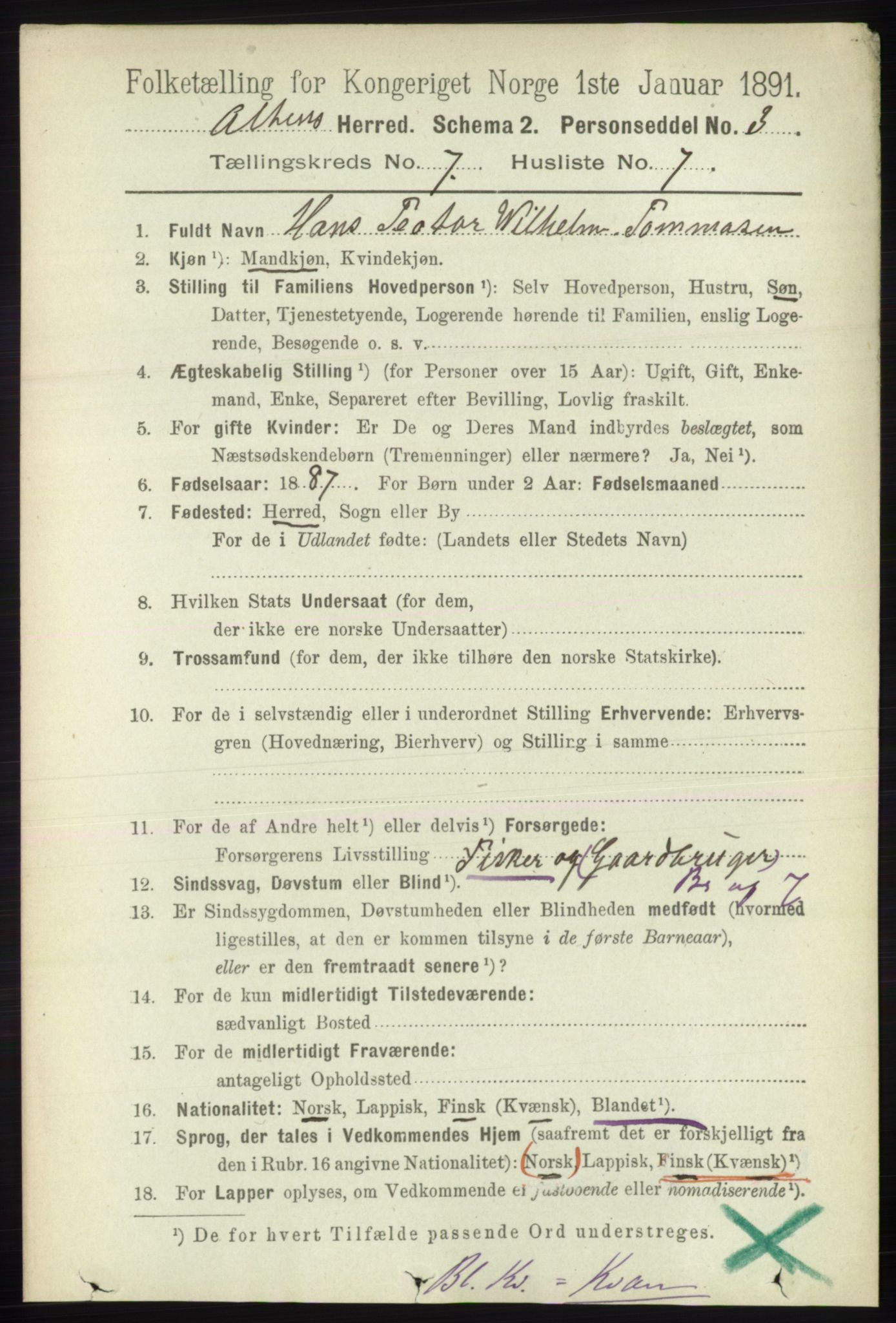 RA, 1891 census for 2012 Alta, 1891, p. 2141