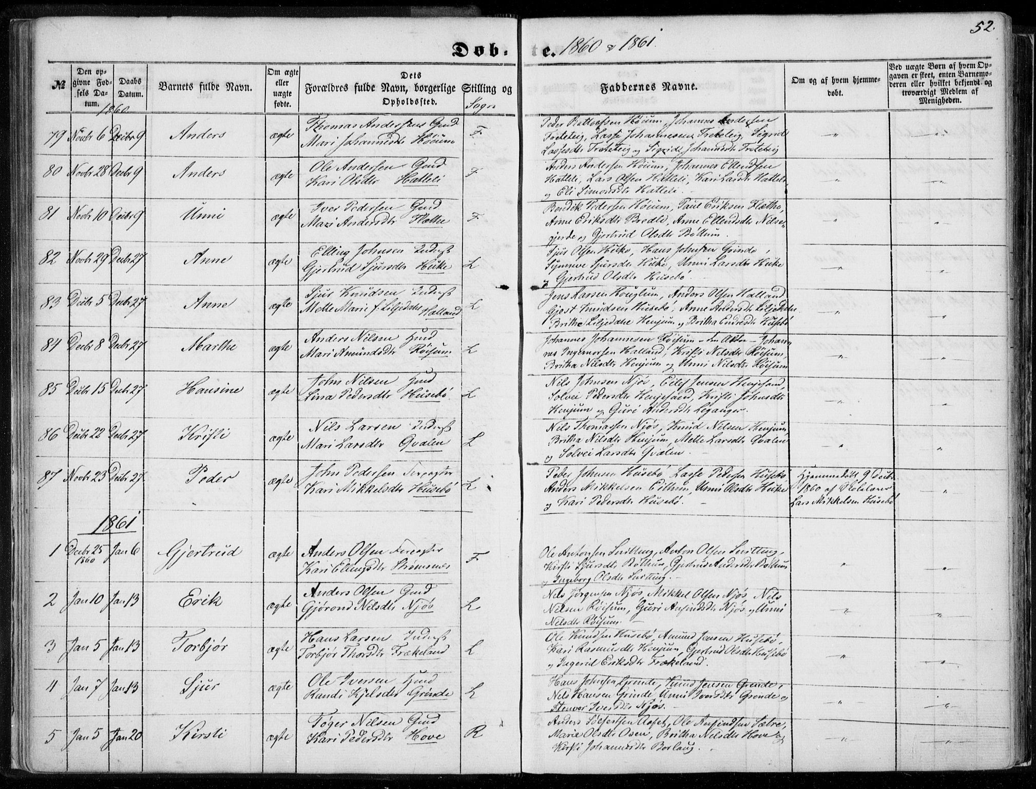 Leikanger sokneprestembete, SAB/A-81001: Parish register (official) no. A 8, 1852-1868, p. 52
