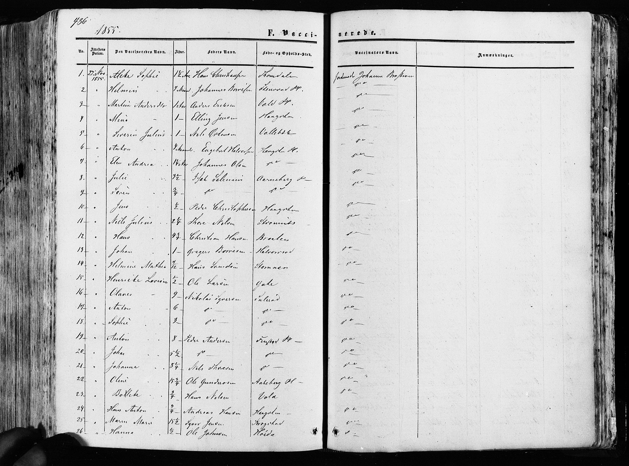 Råde prestekontor kirkebøker, AV/SAO-A-2009/F/Fa/L0006: Parish register (official) no. 6, 1854-1877, p. 486