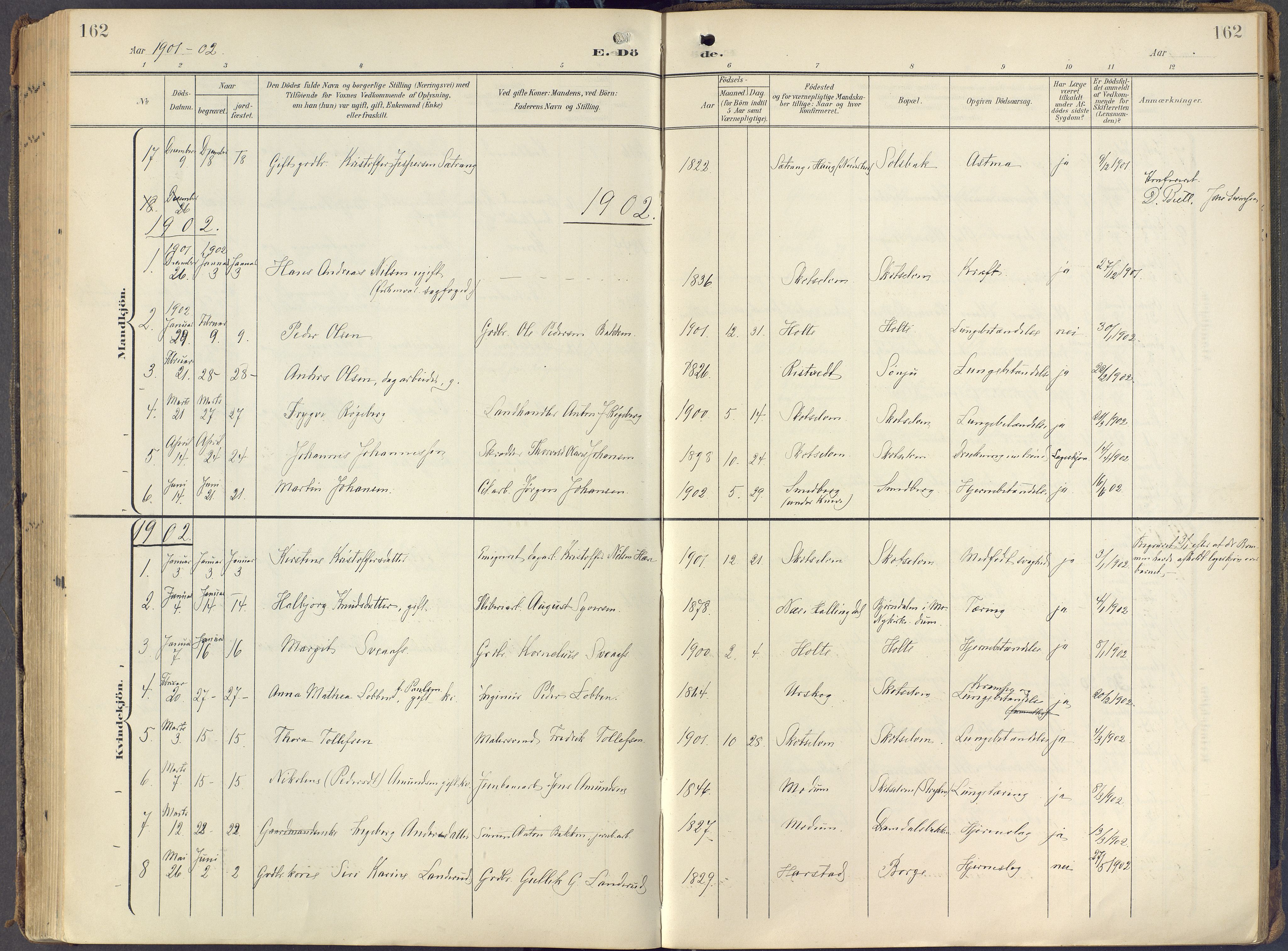 Eiker kirkebøker, AV/SAKO-A-4/F/Fc/L0004: Parish register (official) no. III 4, 1900-1919, p. 162