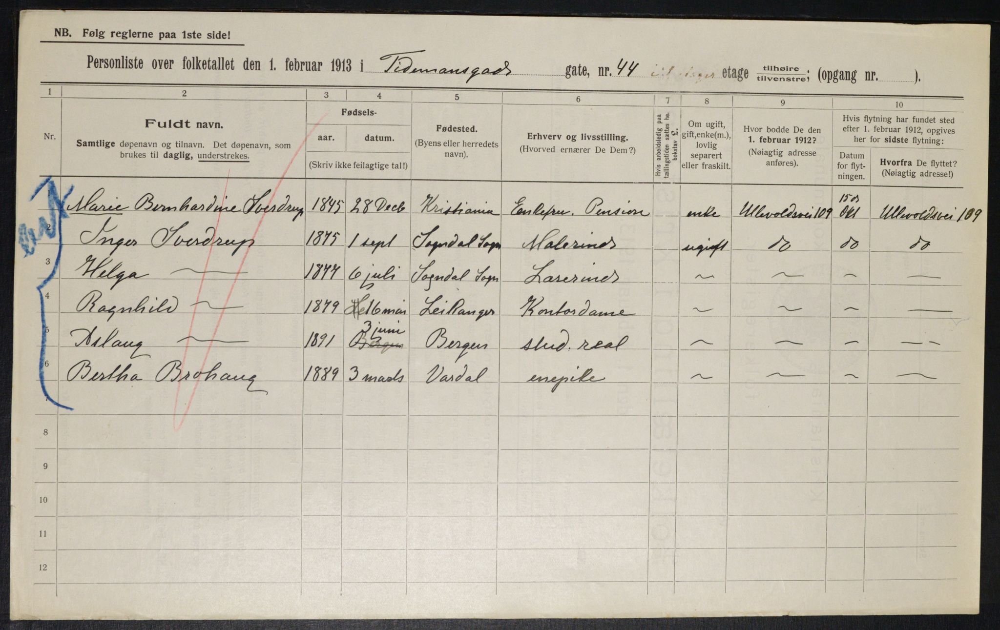 OBA, Municipal Census 1913 for Kristiania, 1913, p. 111530