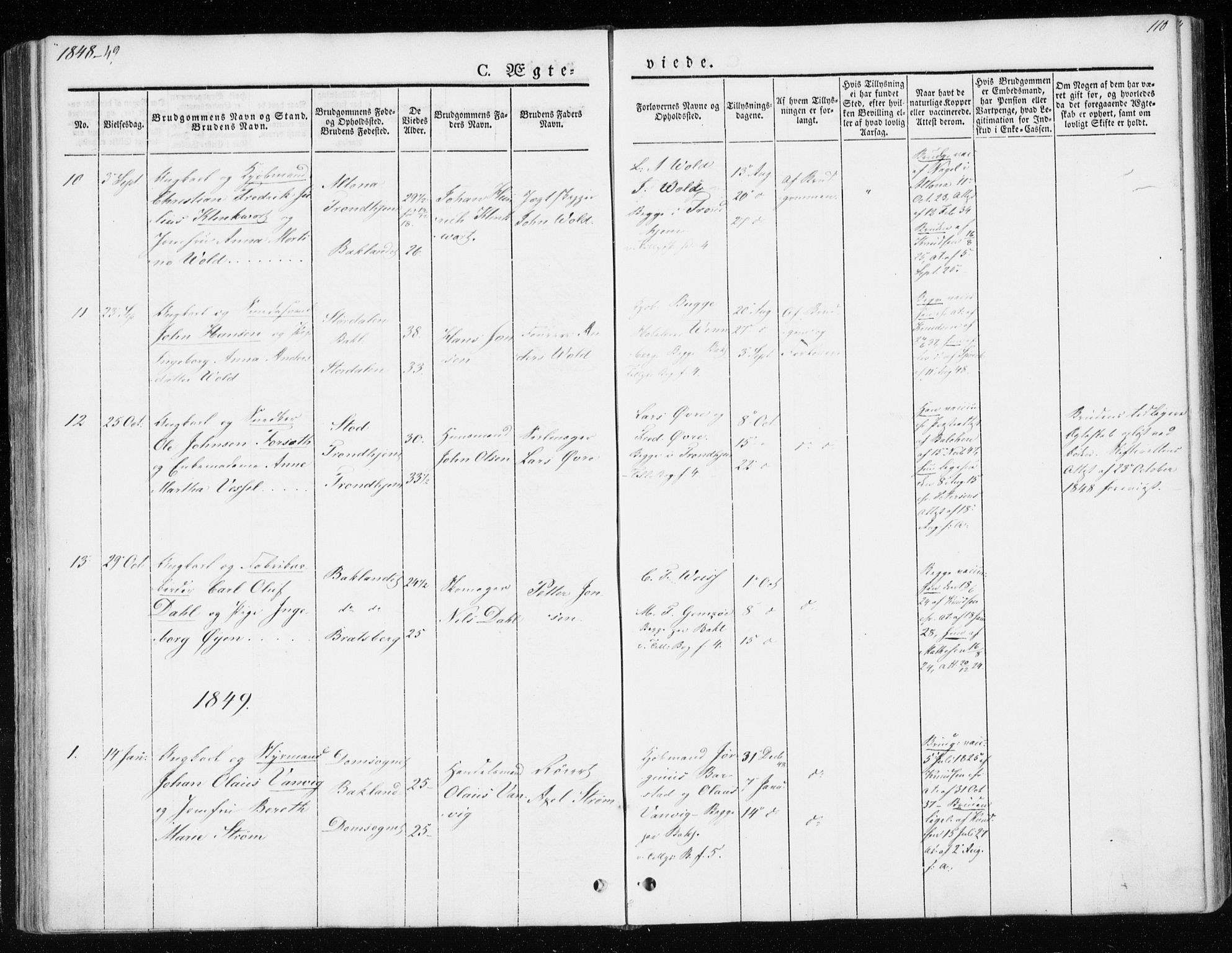 Ministerialprotokoller, klokkerbøker og fødselsregistre - Sør-Trøndelag, SAT/A-1456/604/L0183: Parish register (official) no. 604A04, 1841-1850, p. 110