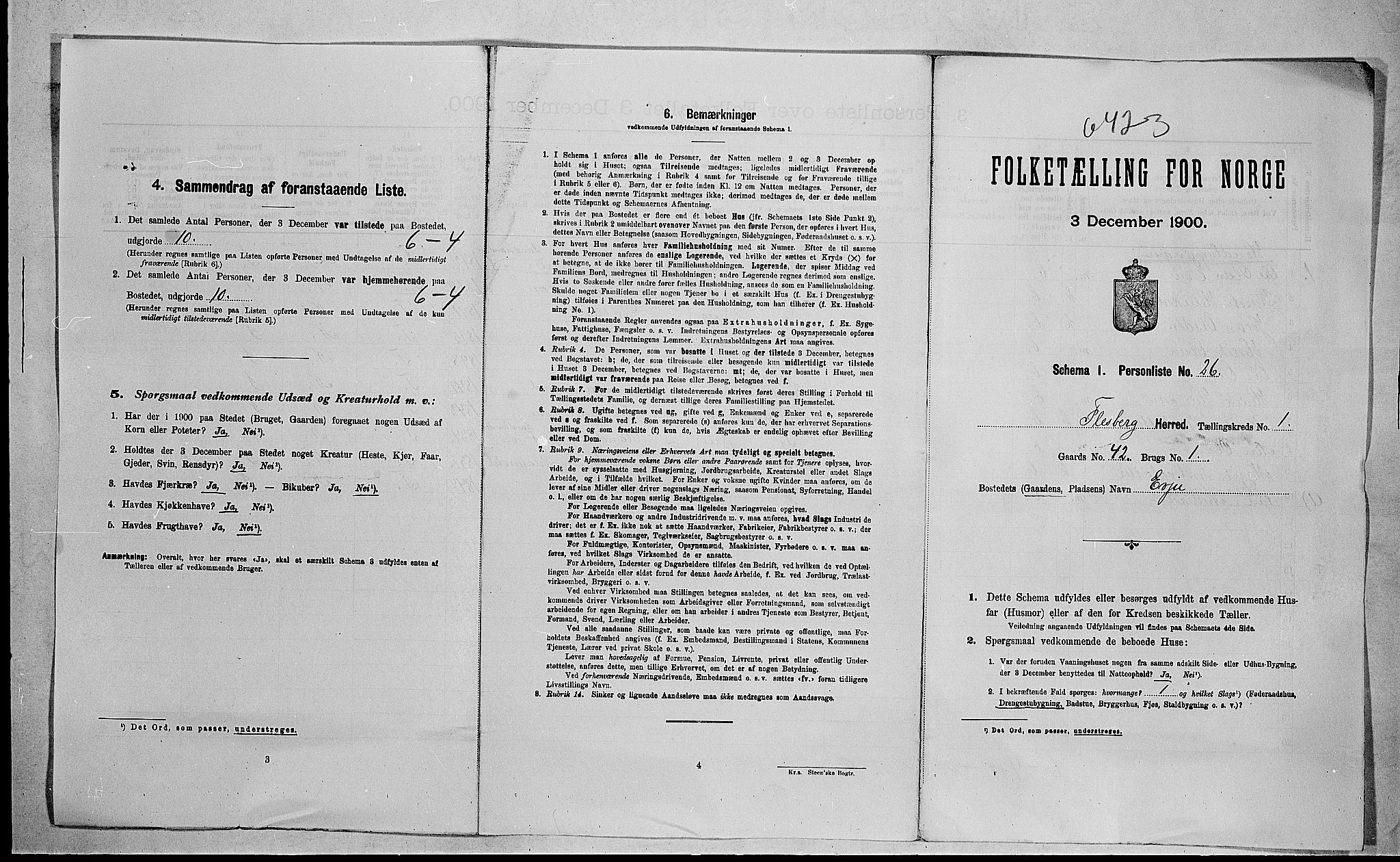 RA, 1900 census for Flesberg, 1900, p. 45