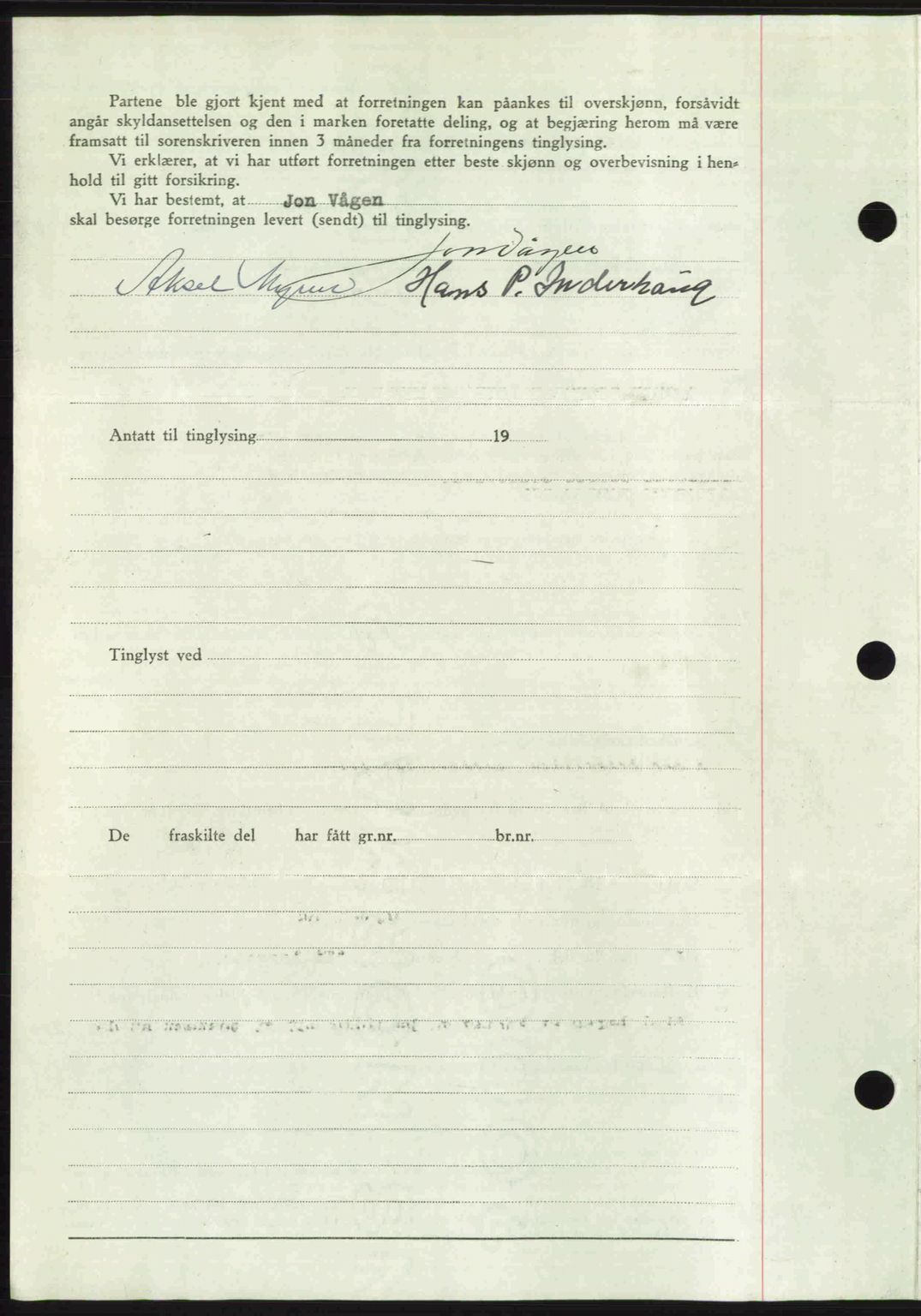 Romsdal sorenskriveri, AV/SAT-A-4149/1/2/2C: Mortgage book no. A23, 1947-1947, Diary no: : 2103/1947