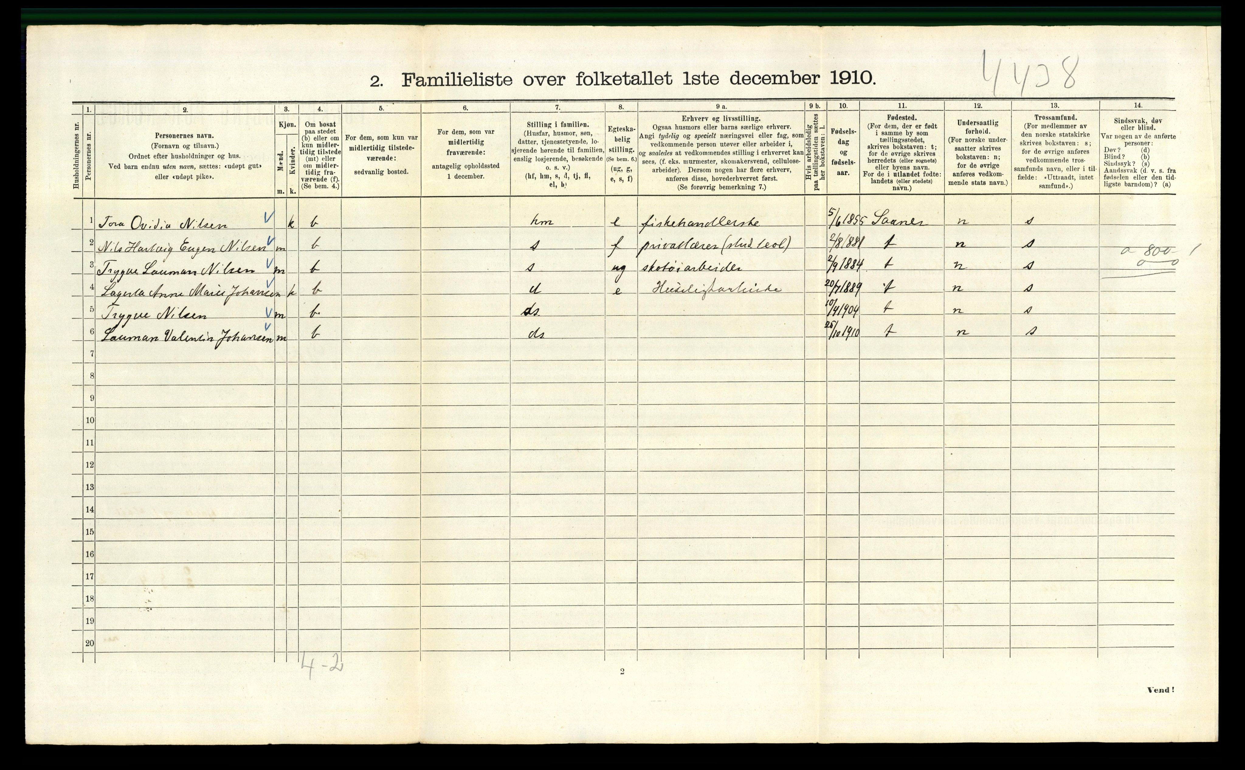 RA, 1910 census for Kristiania, 1910, p. 20188