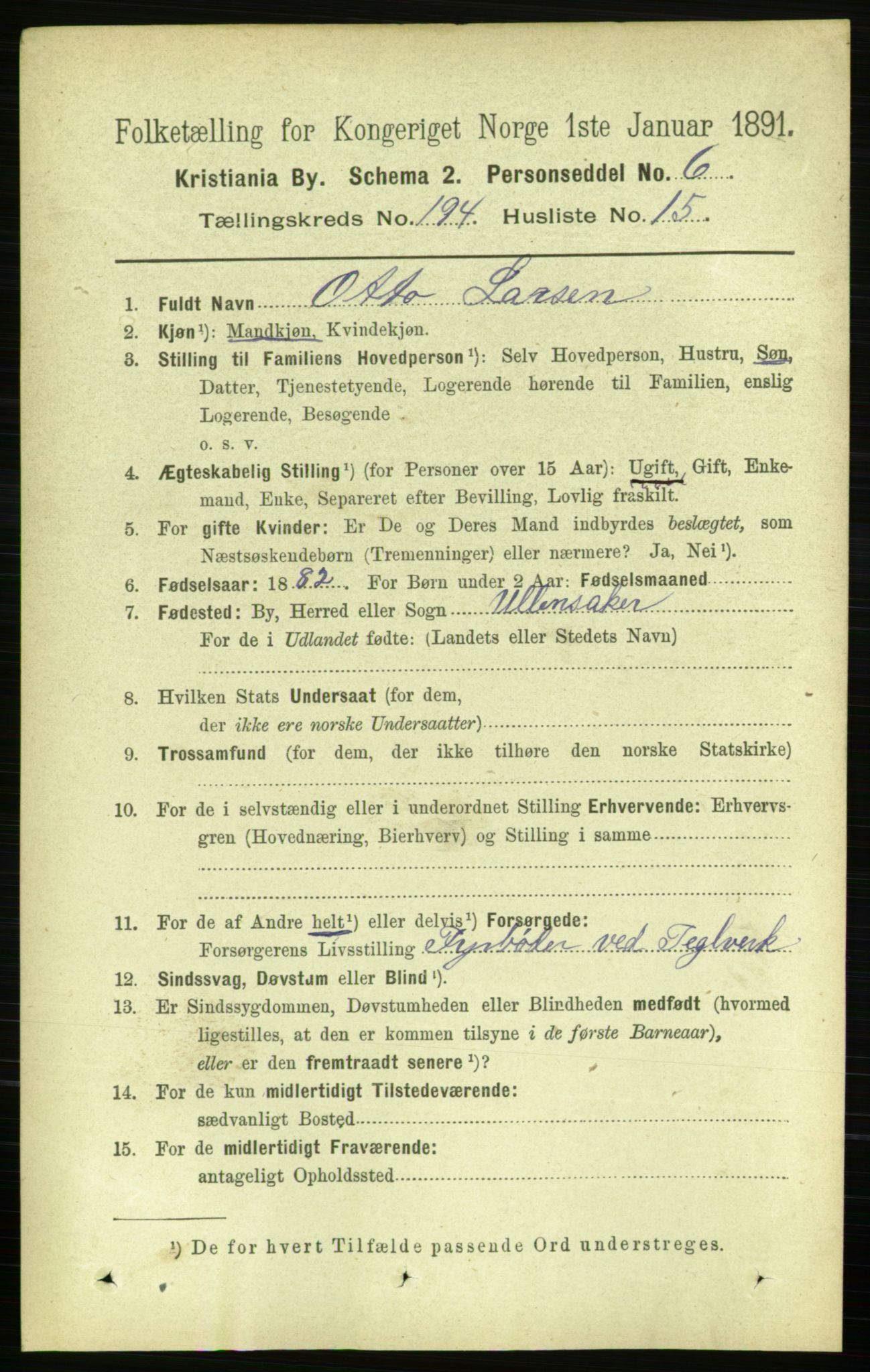 RA, 1891 census for 0301 Kristiania, 1891, p. 117069