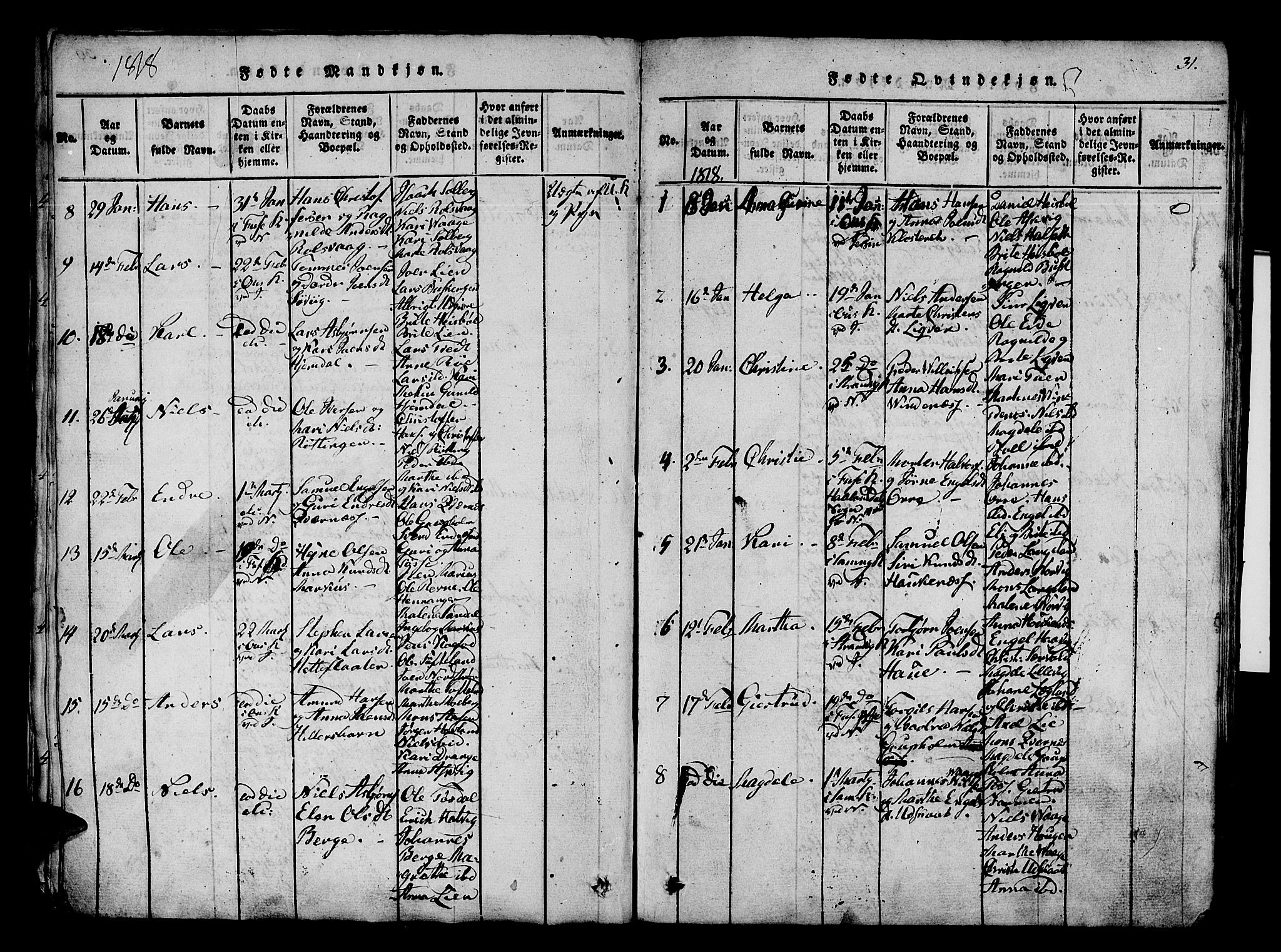 Os sokneprestembete, AV/SAB-A-99929: Parish register (official) no. A 12, 1816-1825, p. 31