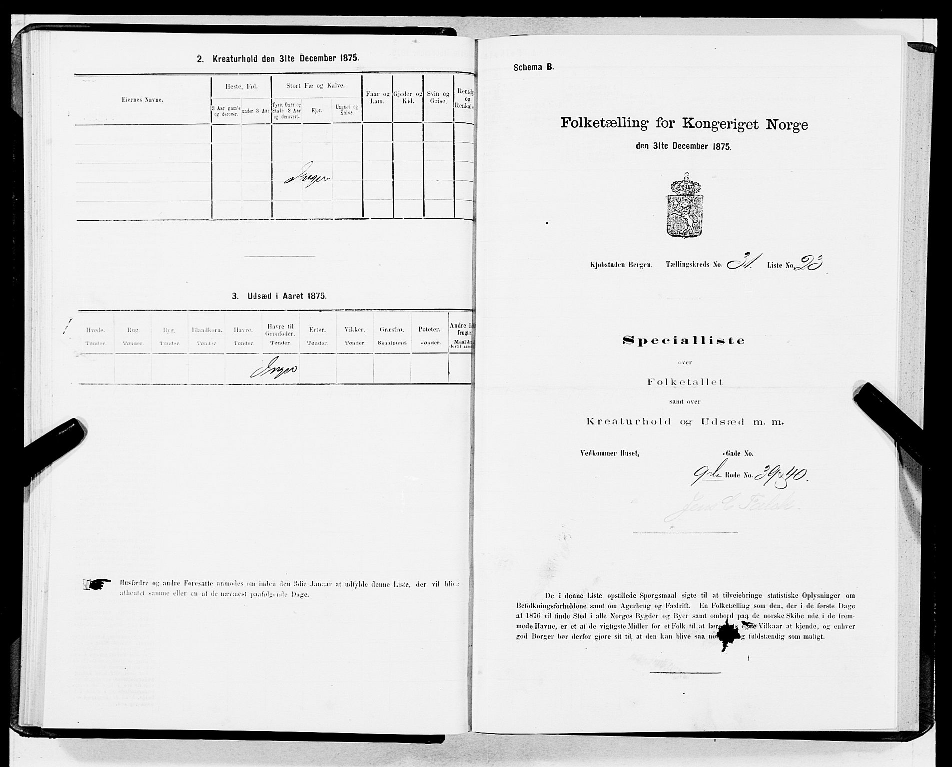 SAB, 1875 census for 1301 Bergen, 1875, p. 1615