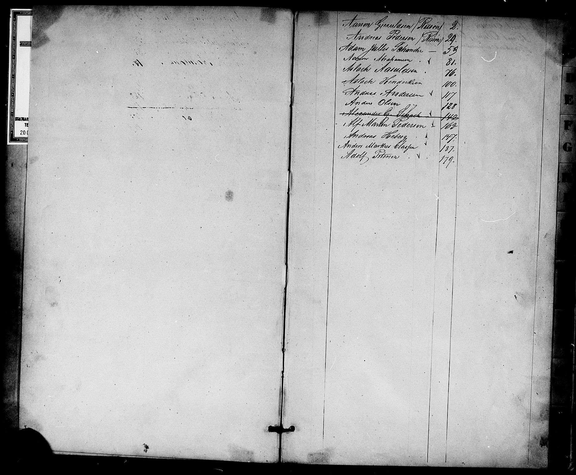 Risør mønstringskrets, SAK/2031-0010/F/Fc/L0001: Skipper- og styrmannsrulle nr 1-188 med register, D-3, 1860-1868, p. 2