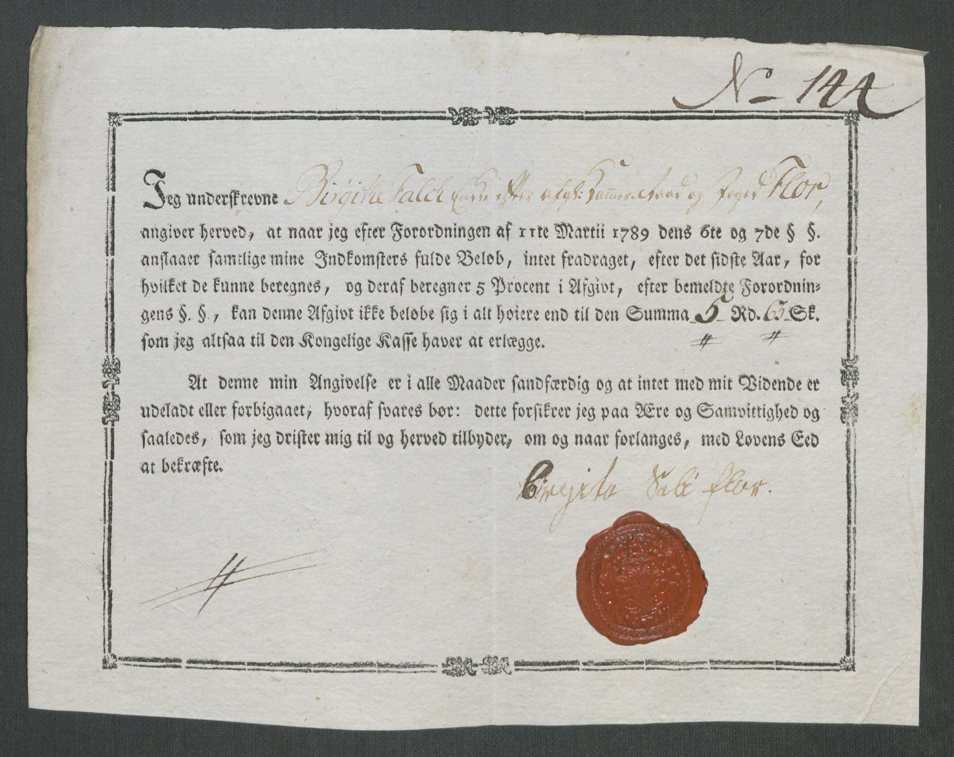 Rentekammeret inntil 1814, Reviderte regnskaper, Mindre regnskaper, AV/RA-EA-4068/Rf/Rfe/L0019: Jæren og Dalane fogderi, Kongsberg, 1789, p. 349