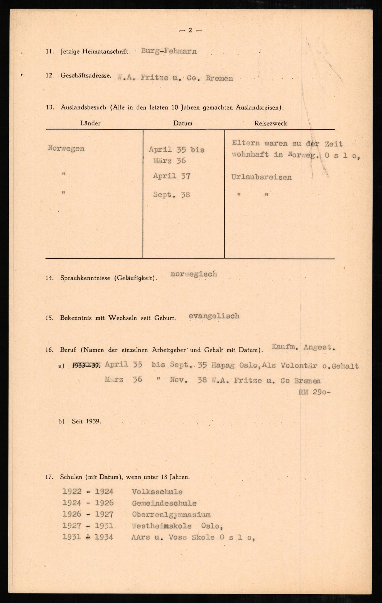 Forsvaret, Forsvarets overkommando II, AV/RA-RAFA-3915/D/Db/L0005: CI Questionaires. Tyske okkupasjonsstyrker i Norge. Tyskere., 1945-1946, p. 194