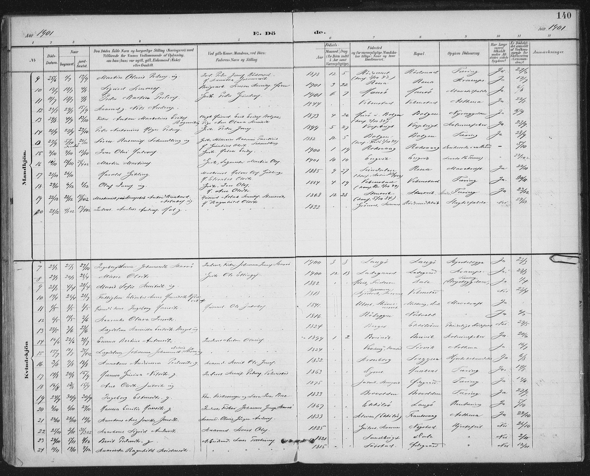 Ministerialprotokoller, klokkerbøker og fødselsregistre - Møre og Romsdal, AV/SAT-A-1454/569/L0820: Parish register (official) no. 569A06, 1900-1911, p. 140